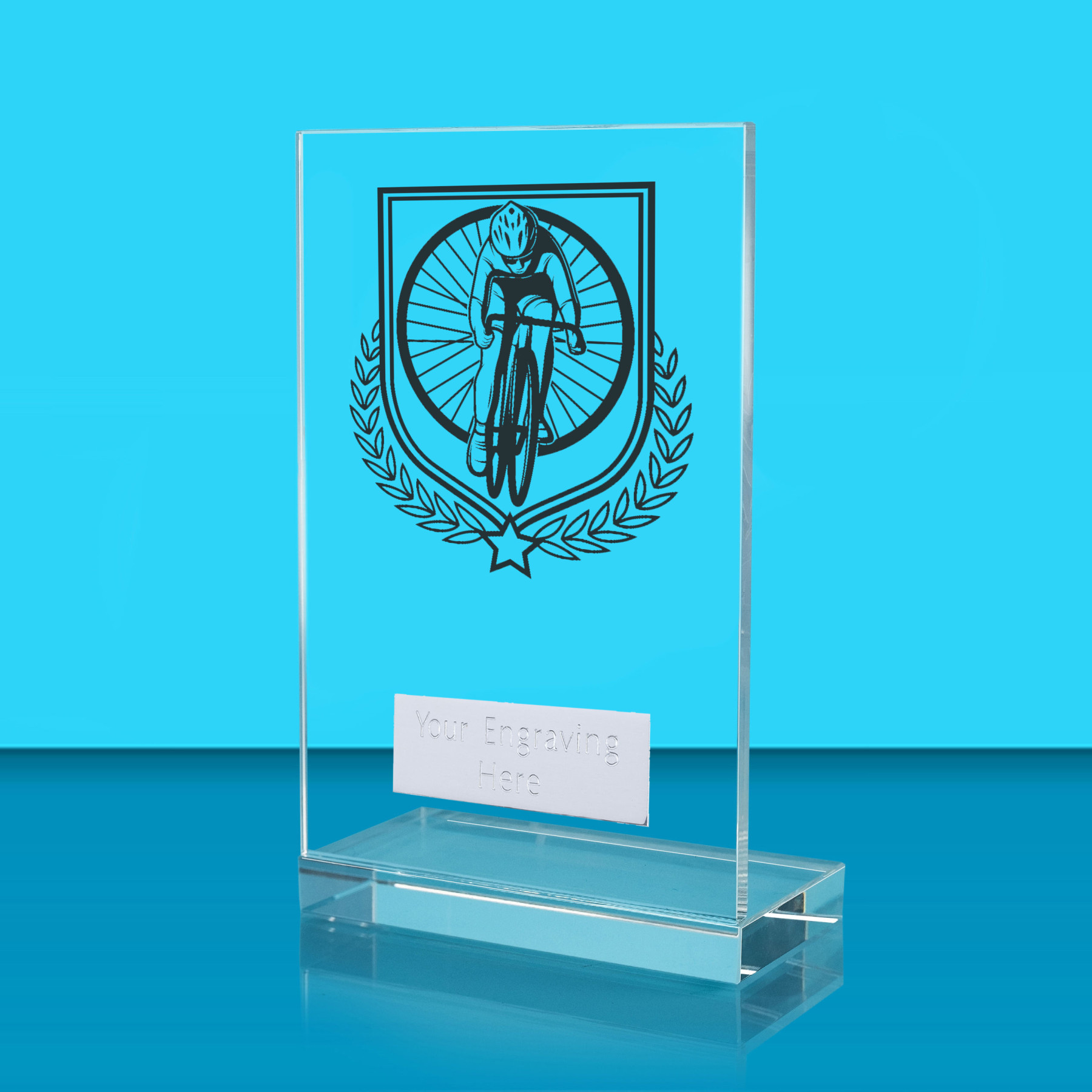UV Colour Printed Cycling L Shaped Jade Glass Award