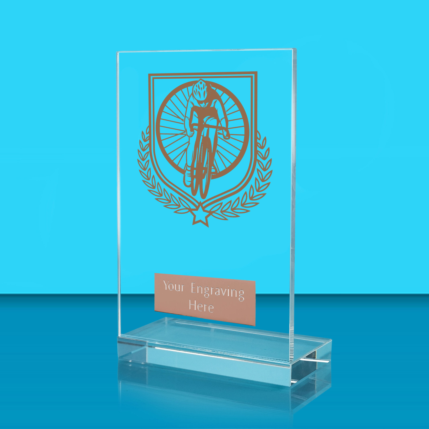 UV Colour Printed Cycling L Shaped Jade Glass Award