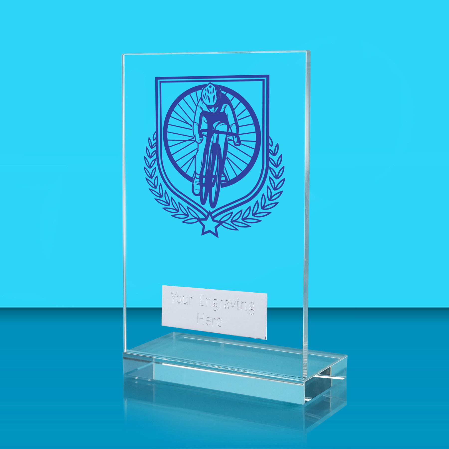 UV Colour Printed Cycling L Shaped Jade Glass Award