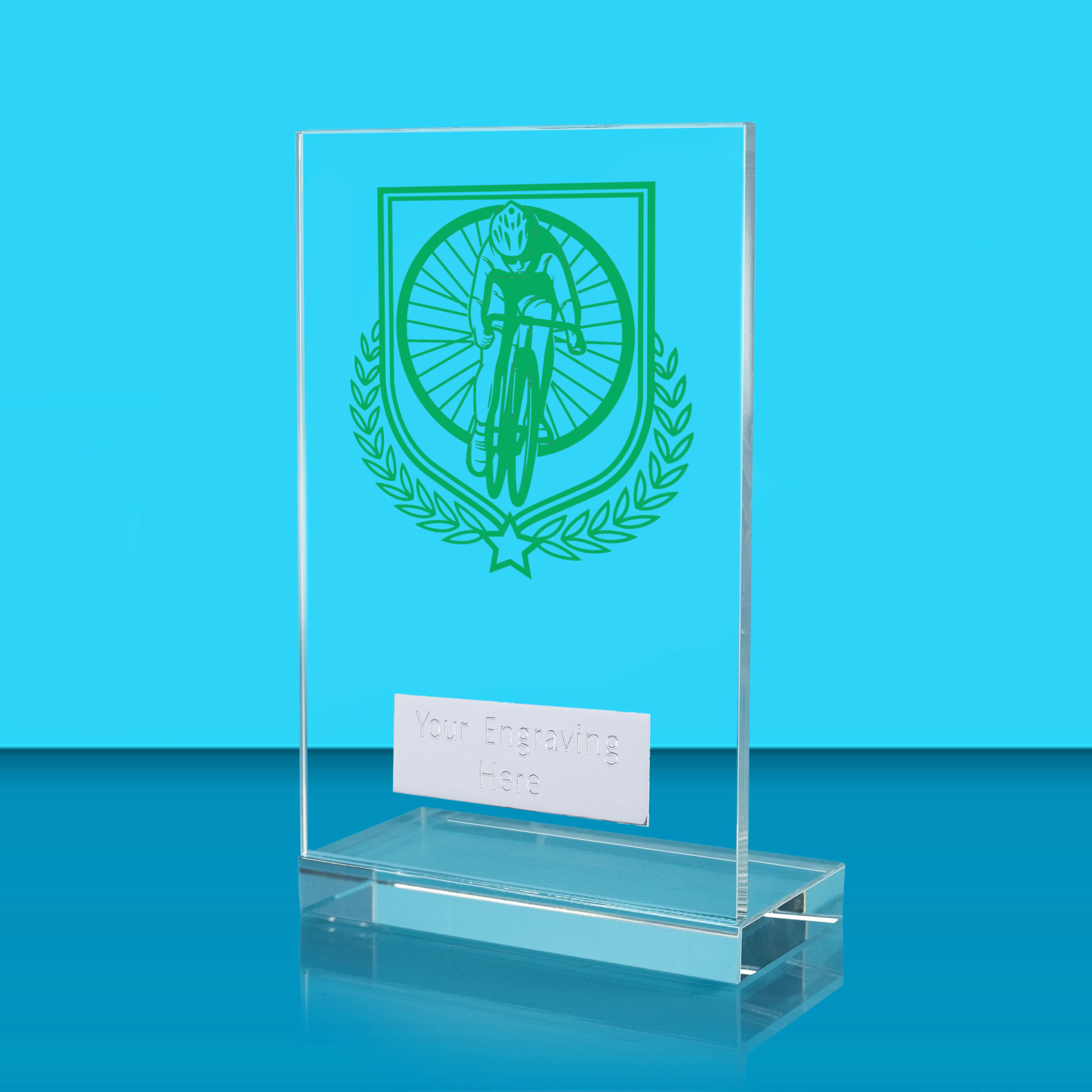UV Colour Printed Cycling L Shaped Jade Glass Award
