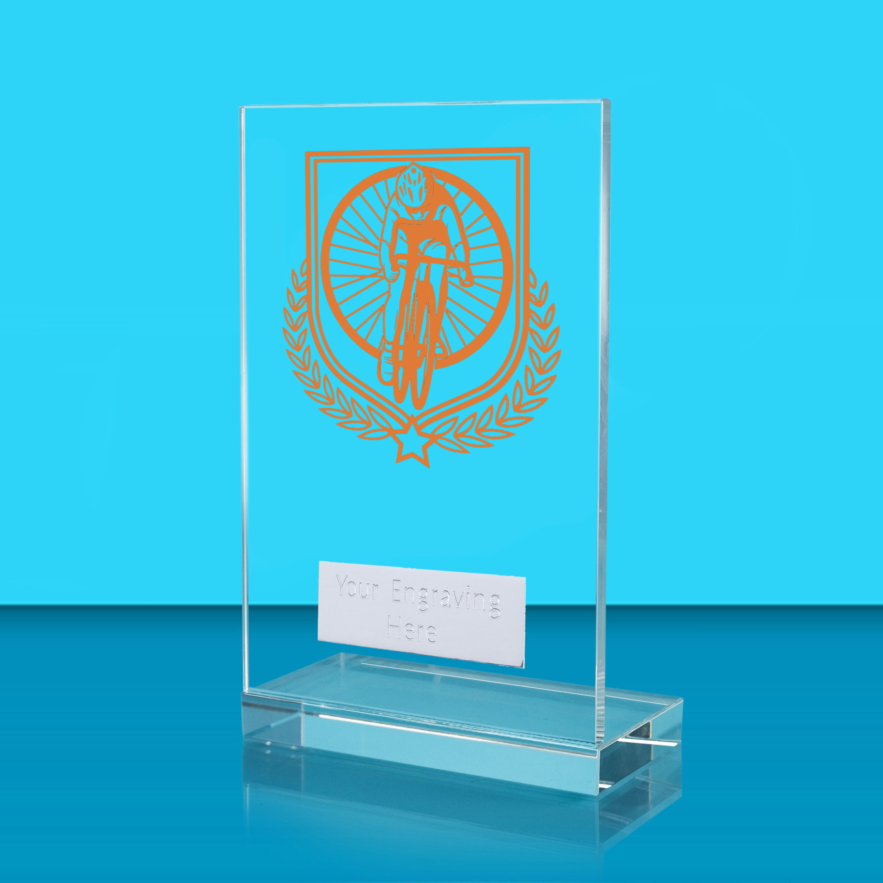 UV Colour Printed Cycling L Shaped Jade Glass Award