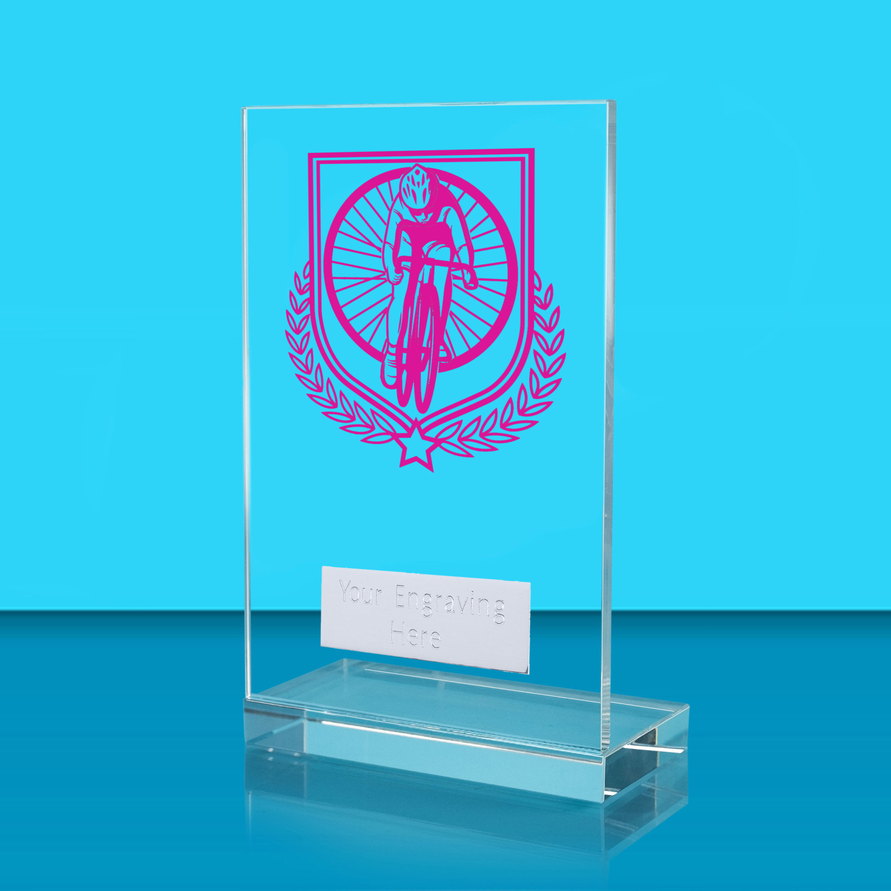 UV Colour Printed Cycling L Shaped Jade Glass Award