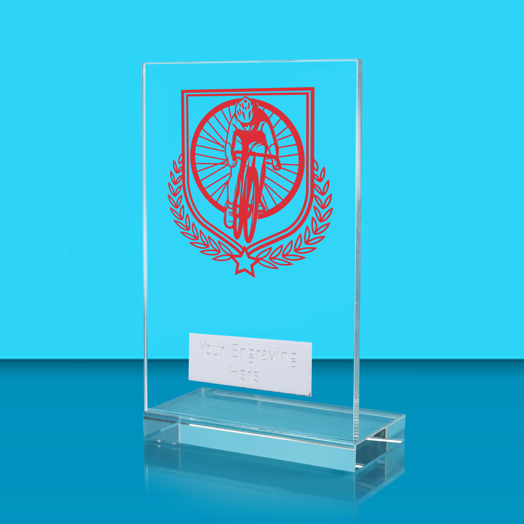 UV Colour Printed Cycling L Shaped Jade Glass Award