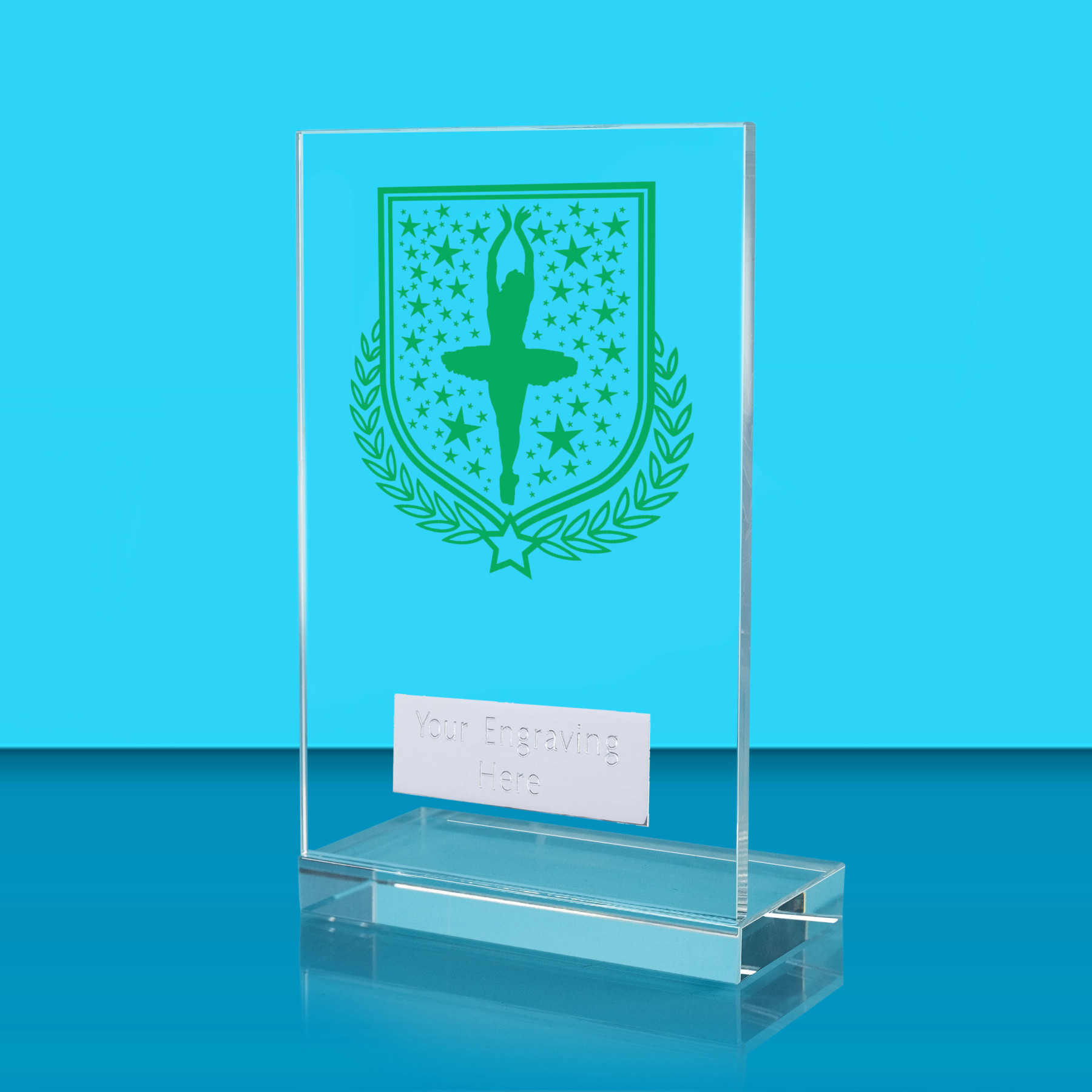 UV Colour Printed Ballet L Shaped Jade Glass Award