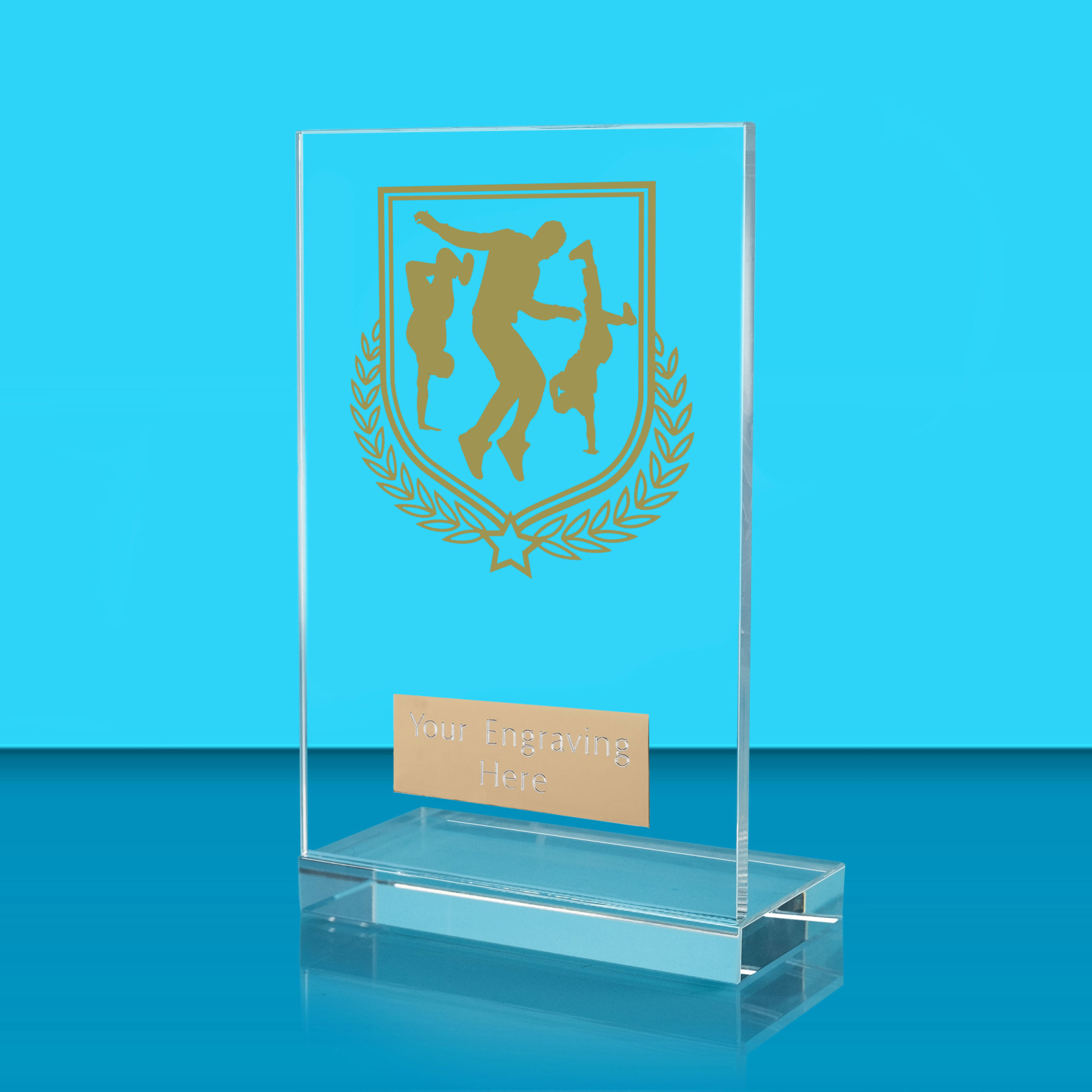 UV Colour Printed Street Dance L Shaped Jade Glass Award