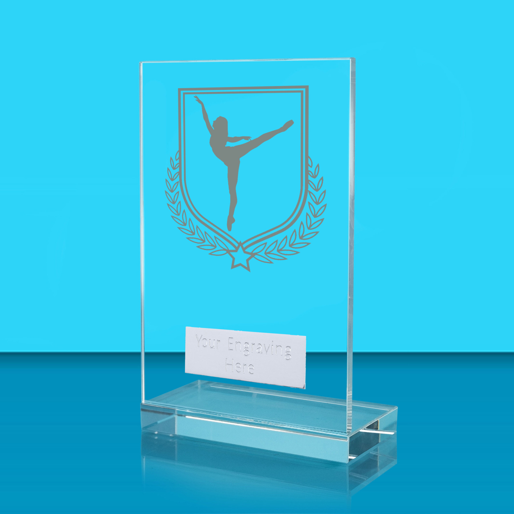 UV Colour Printed Dance L Shaped Jade Glass Award