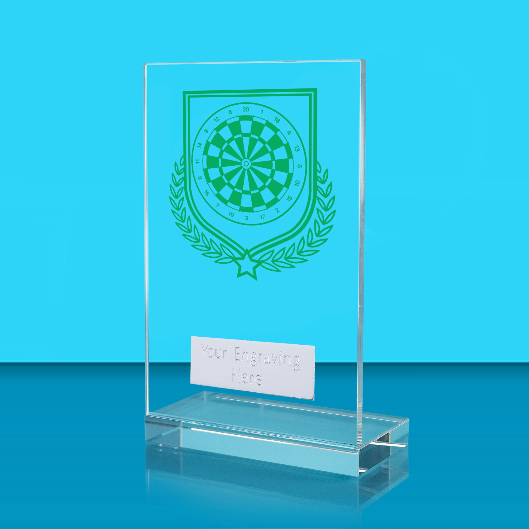 UV Colour Printed Darts L Shaped Jade Glass Award