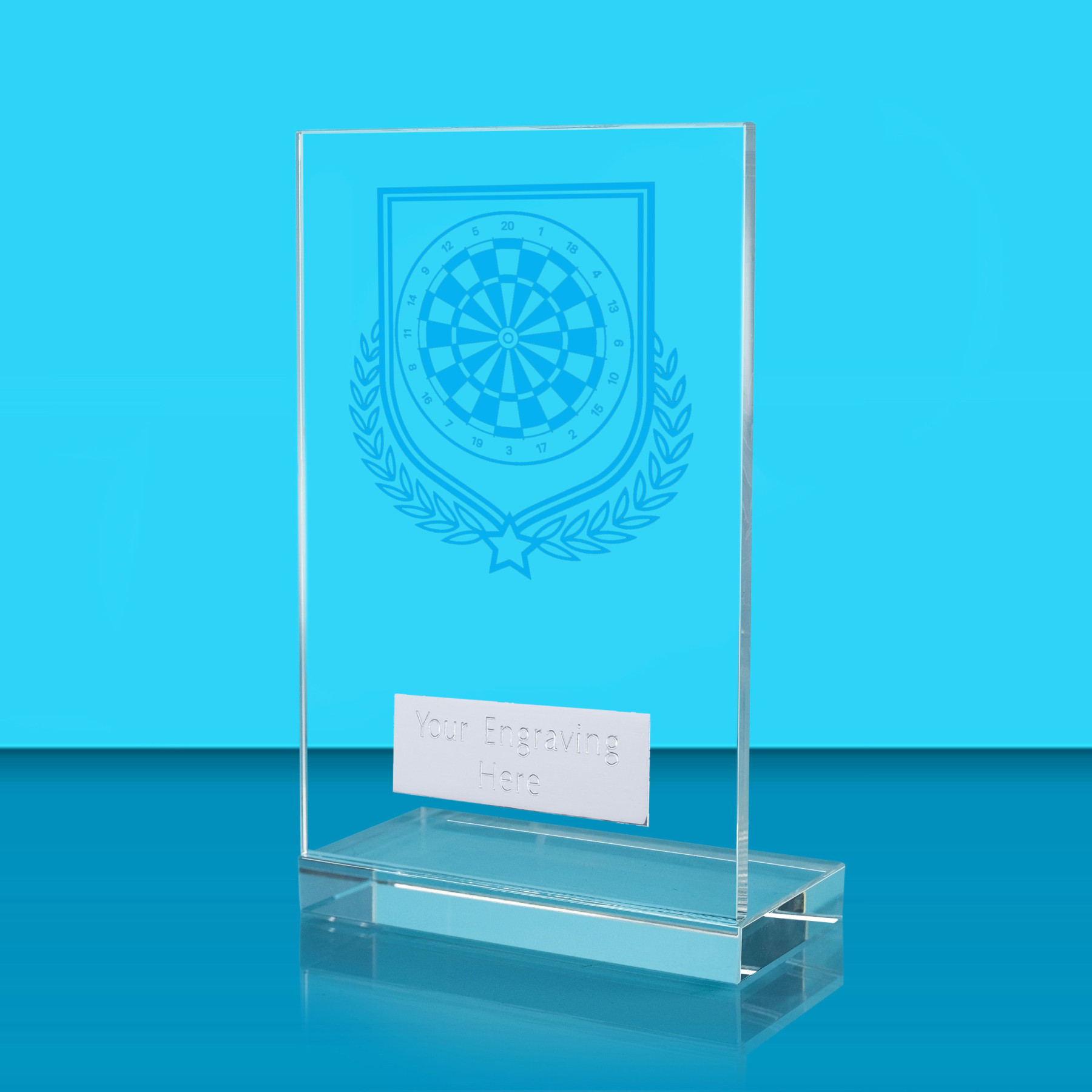 UV Colour Printed Darts L Shaped Jade Glass Award