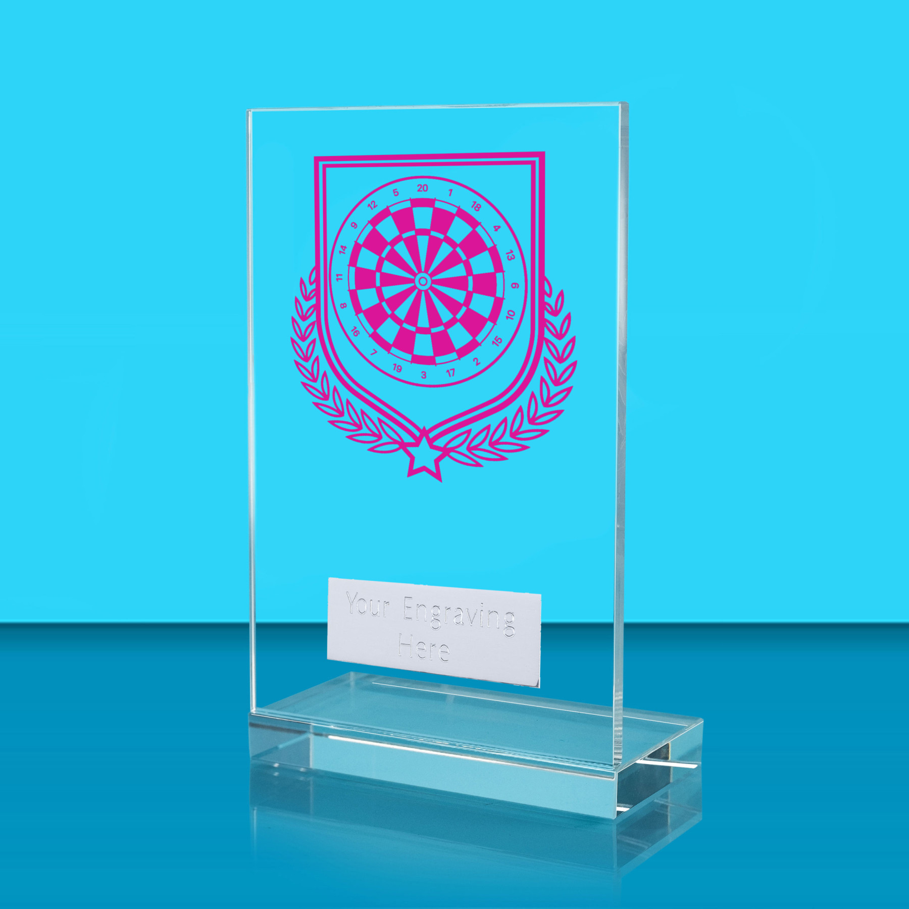 UV Colour Printed Darts L Shaped Jade Glass Award