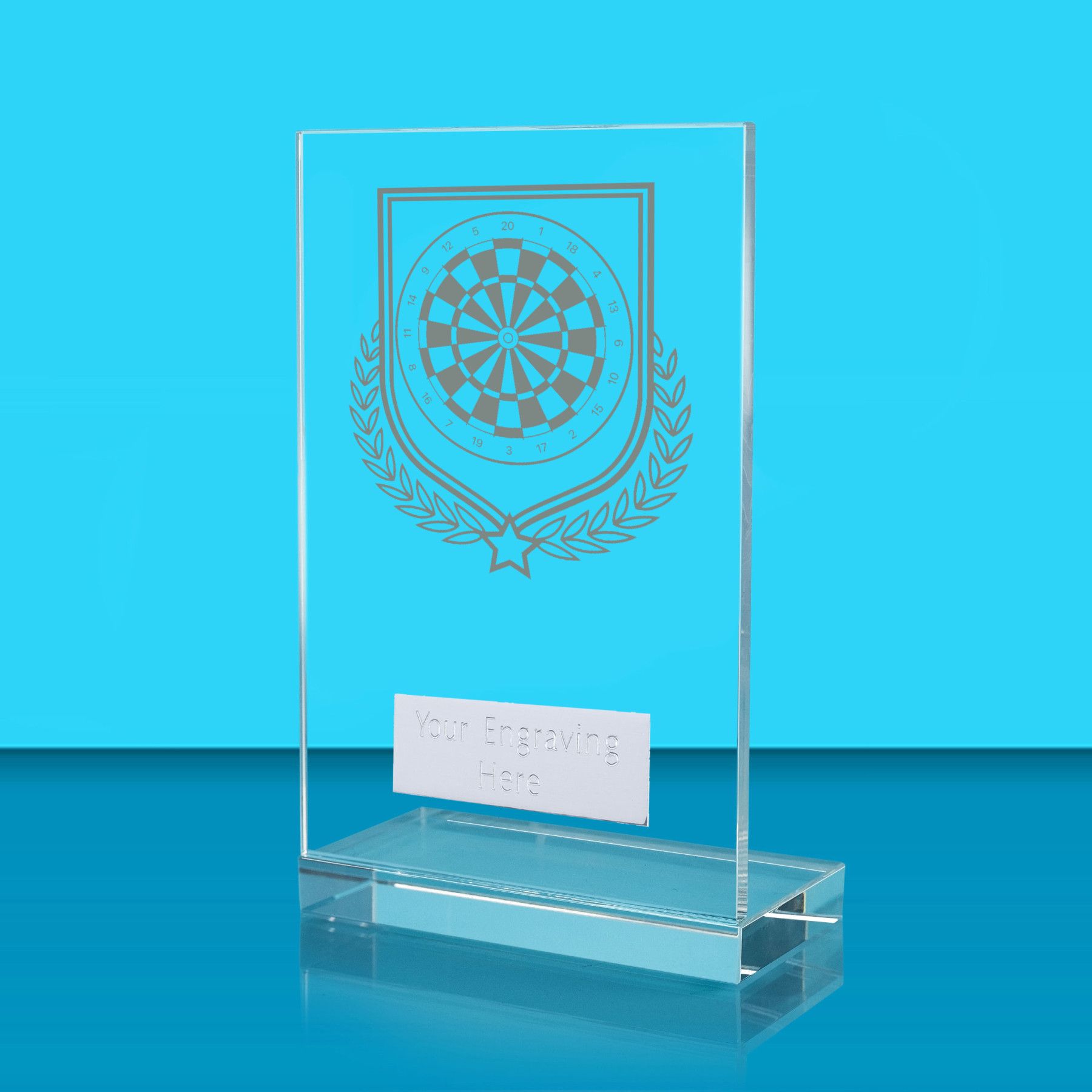 UV Colour Printed Darts L Shaped Jade Glass Award