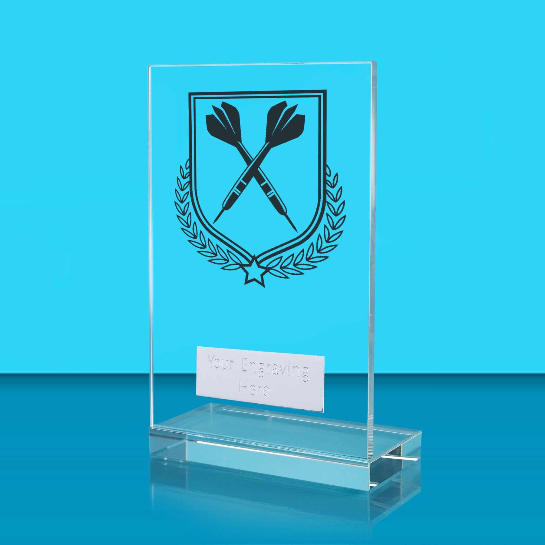 UV Colour Printed Darts L Shaped Jade Glass Award