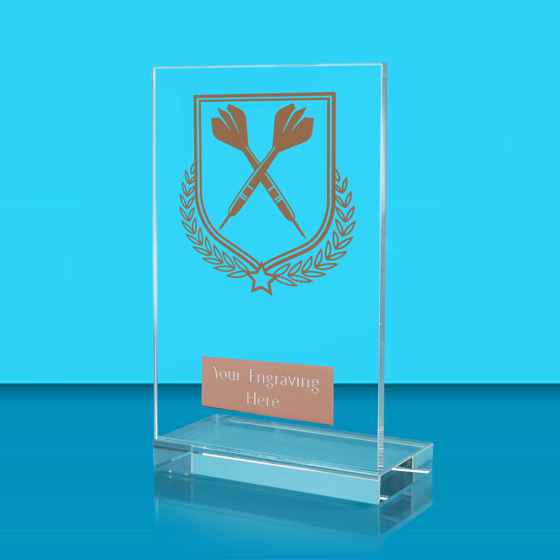 UV Colour Printed Darts L Shaped Jade Glass Award