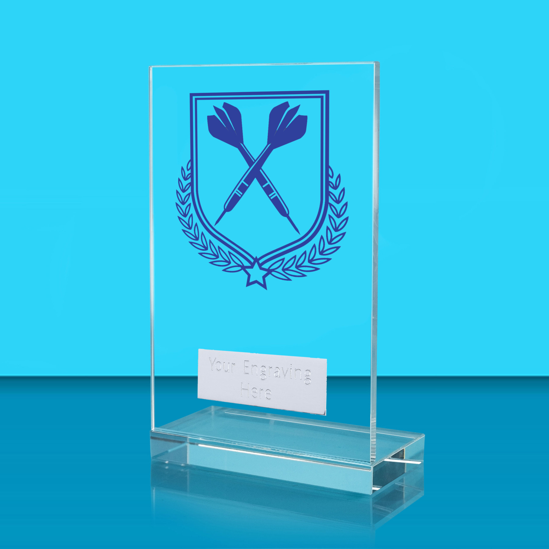 UV Colour Printed Darts L Shaped Jade Glass Award