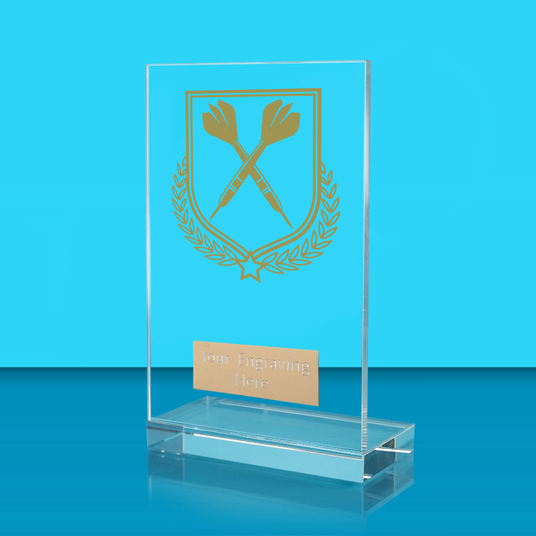 UV Colour Printed Darts L Shaped Jade Glass Award