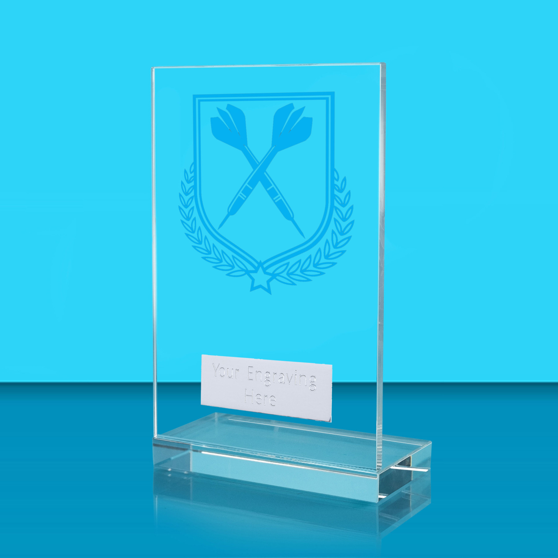 UV Colour Printed Darts L Shaped Jade Glass Award