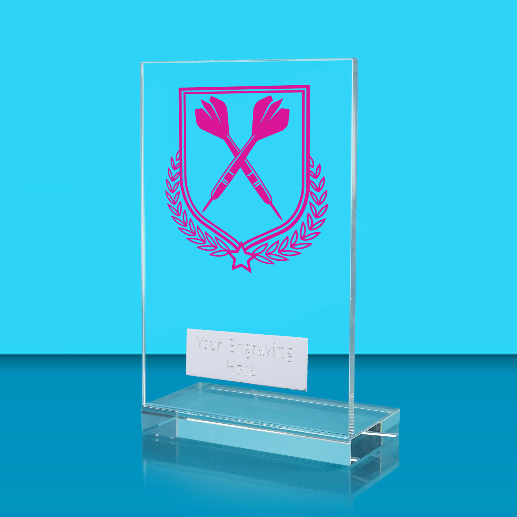 UV Colour Printed Darts L Shaped Jade Glass Award