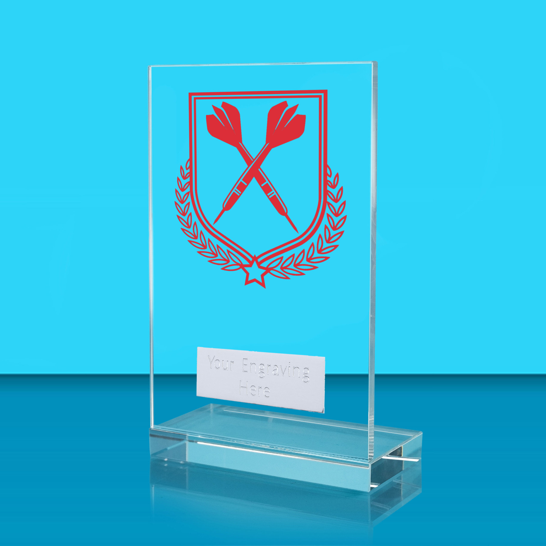 UV Colour Printed Darts L Shaped Jade Glass Award