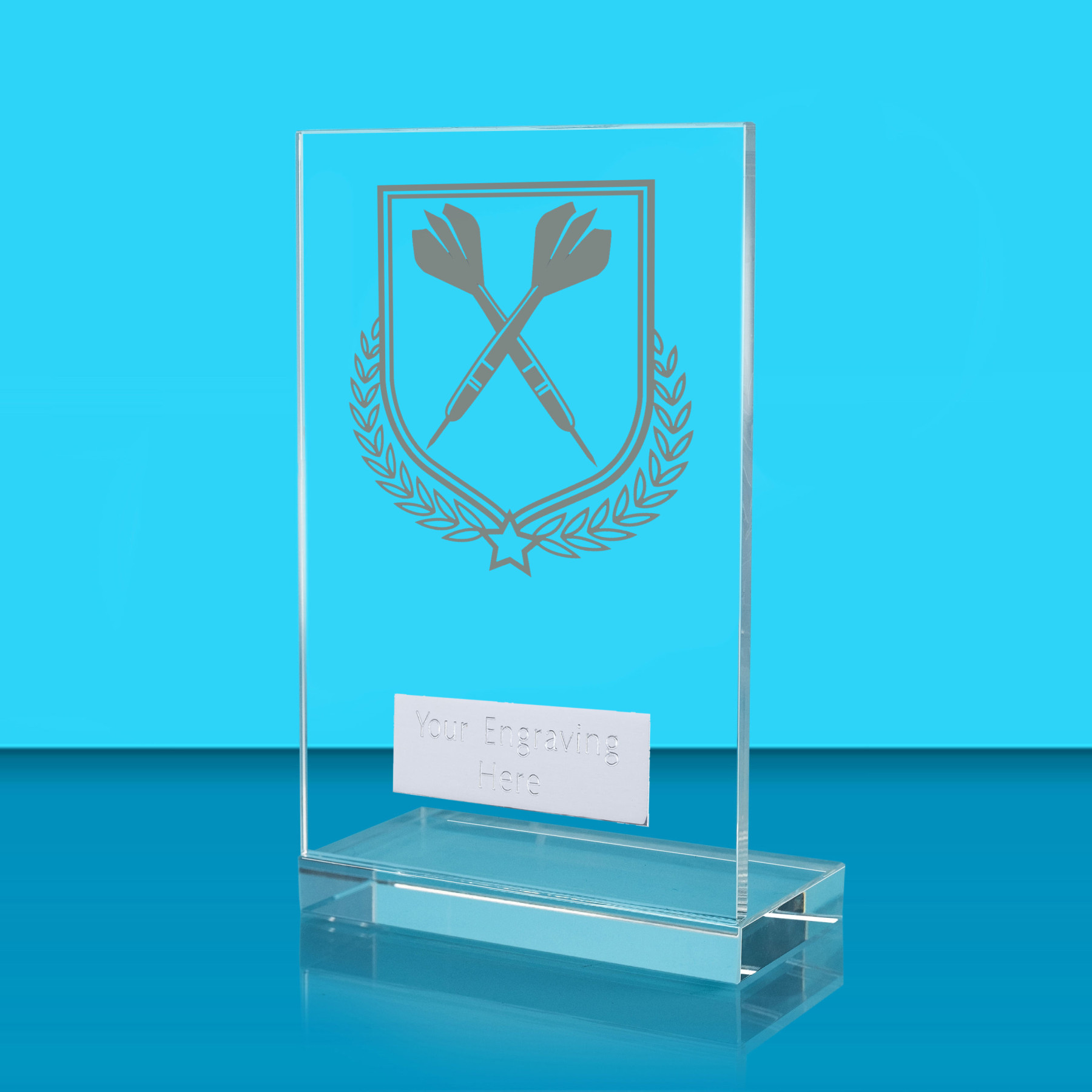 UV Colour Printed Darts L Shaped Jade Glass Award