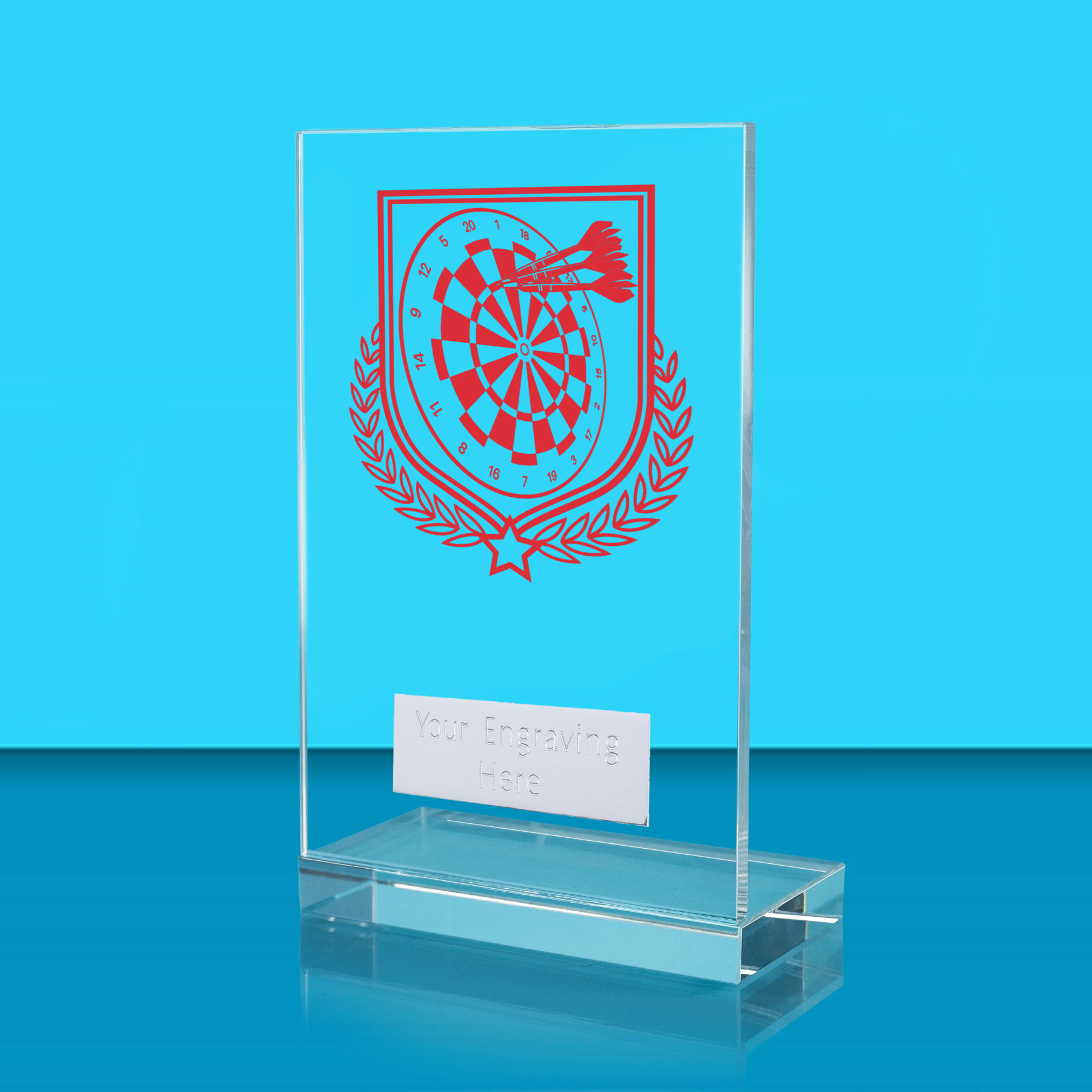 UV Colour Printed Darts L Shaped Jade Glass Award
