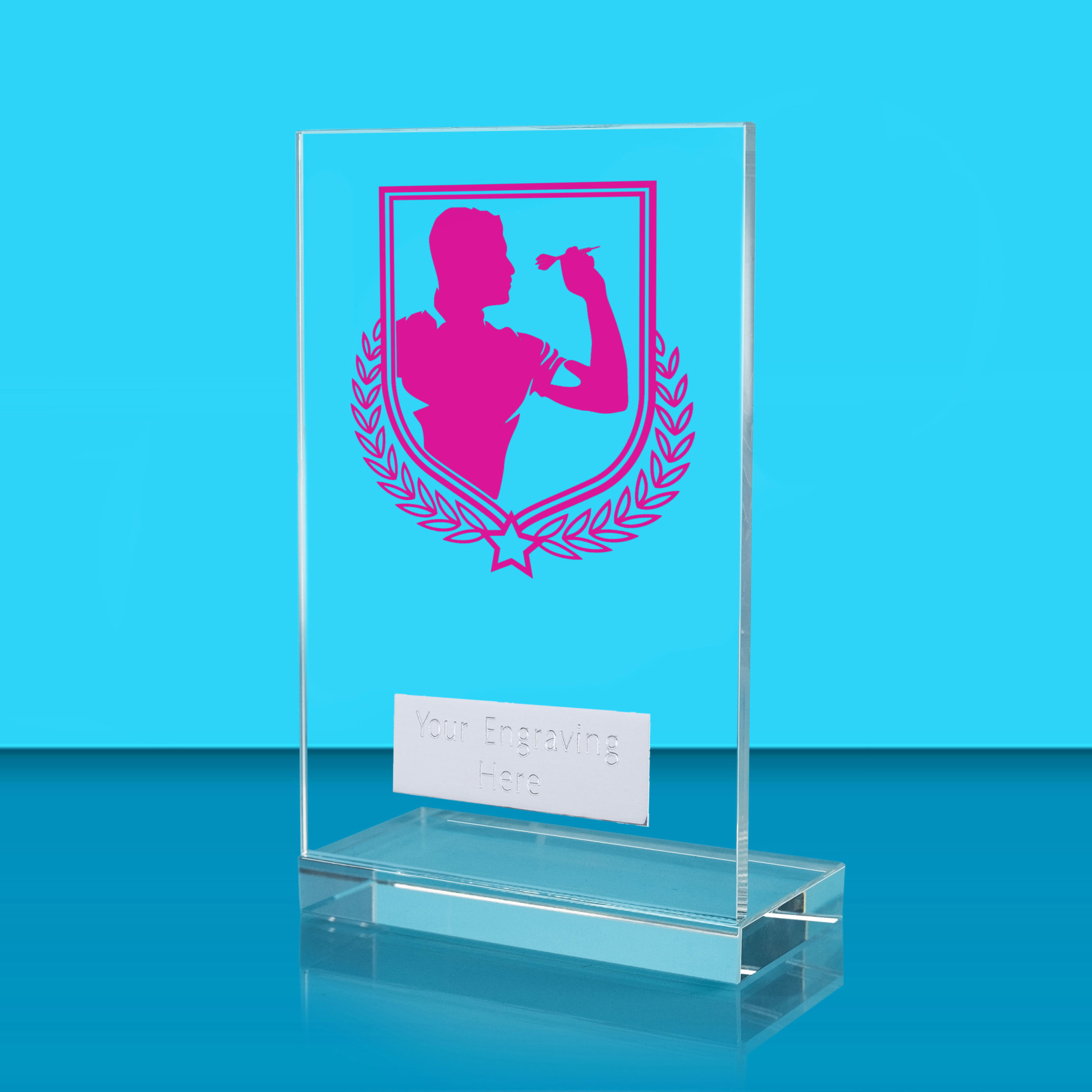 UV Colour Printed Darts L Shaped Jade Glass Award