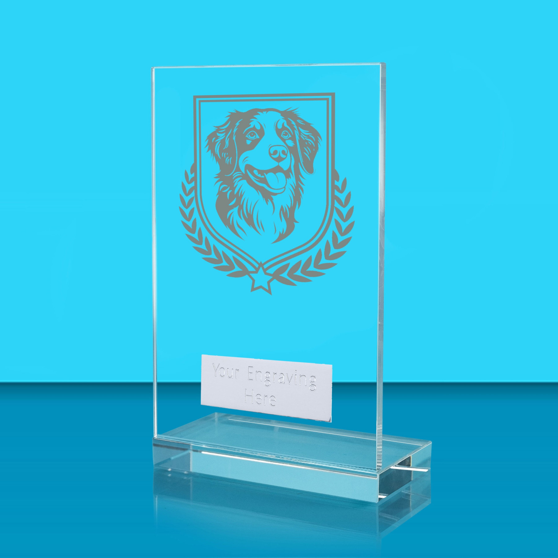 UV Colour Printed Dog L Shaped Jade Glass Award