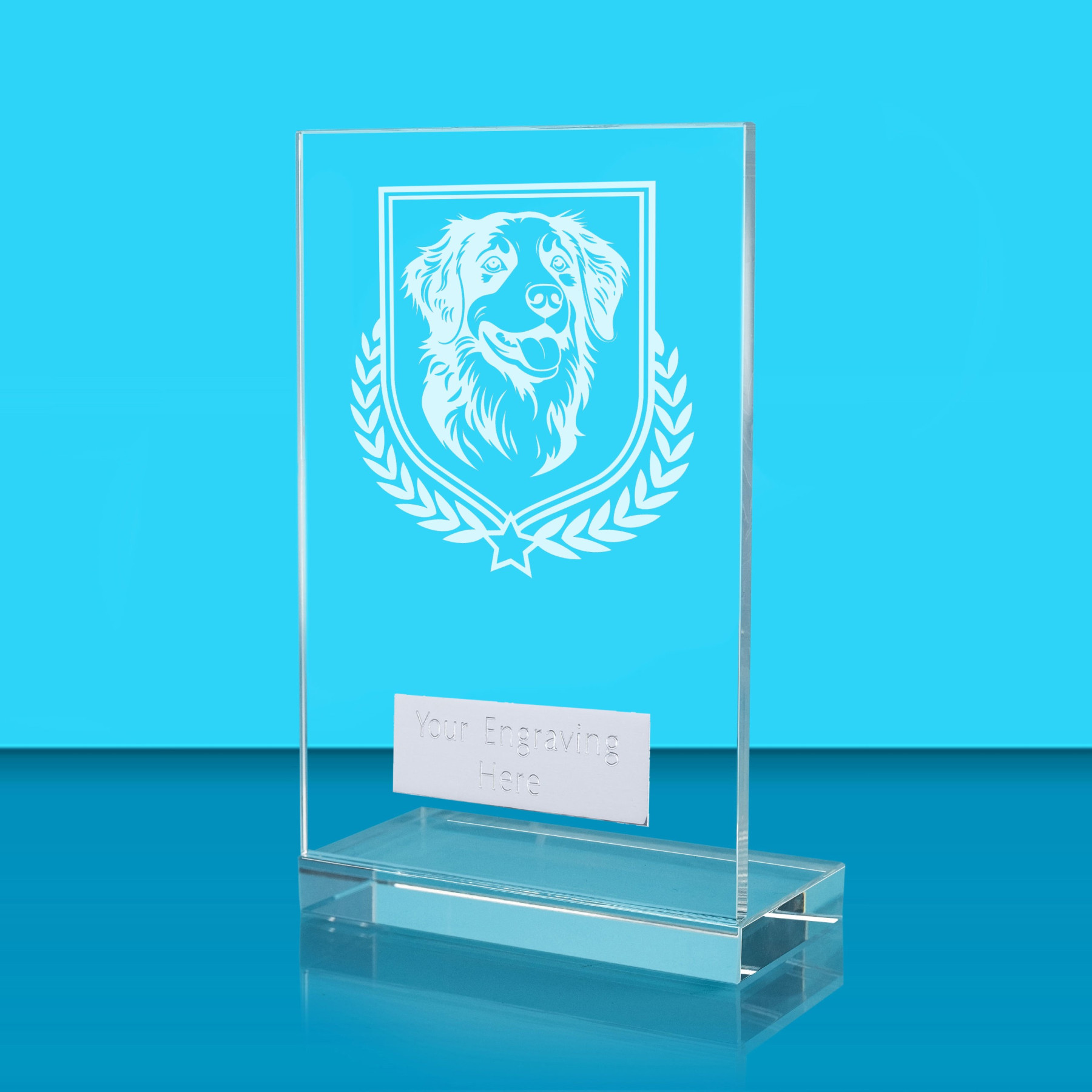 UV Colour Printed Dog L Shaped Jade Glass Award