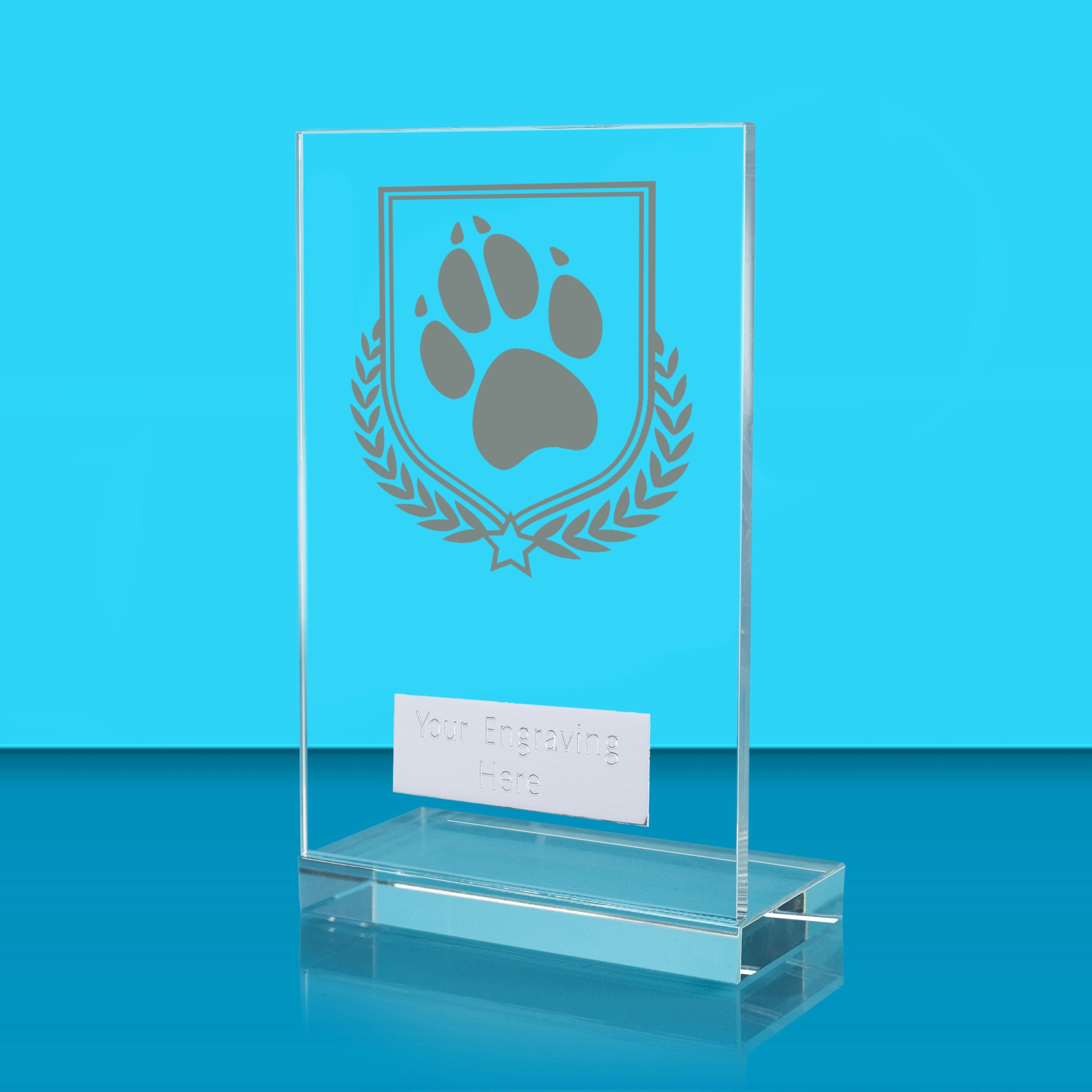 UV Colour Printed Dog L Shaped Jade Glass Award