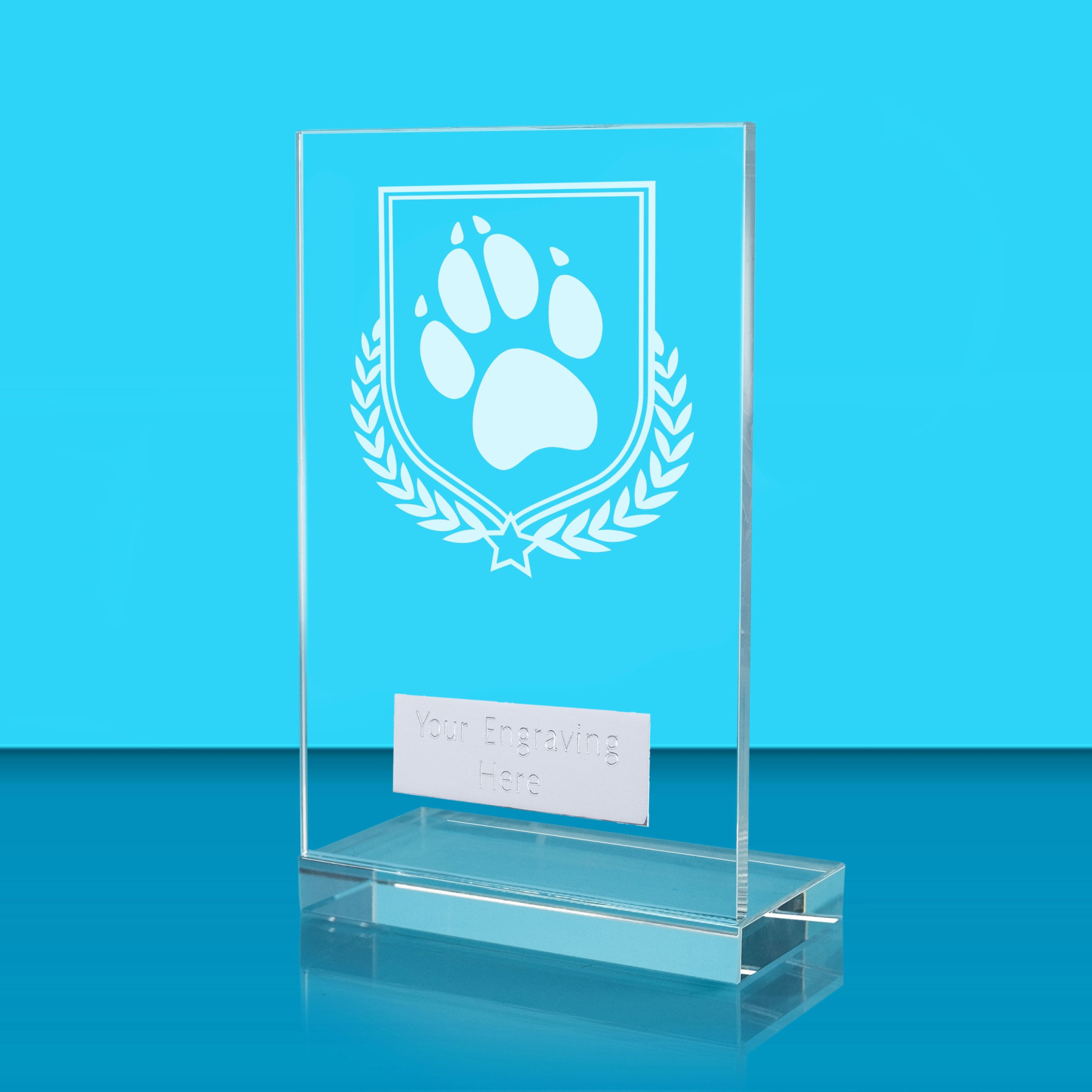 UV Colour Printed Dog L Shaped Jade Glass Award