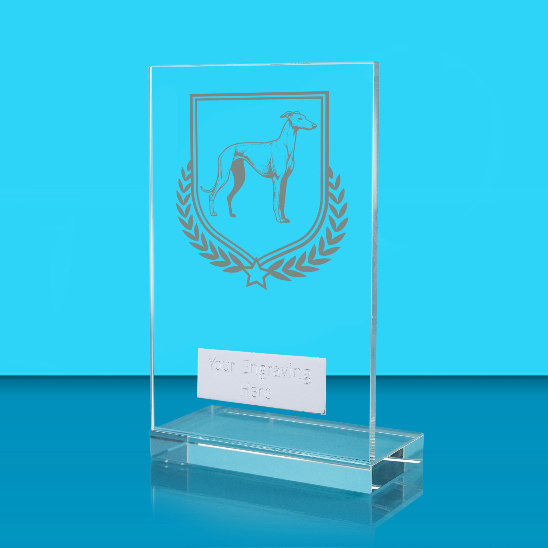UV Colour Printed Dog L Shaped Jade Glass Award