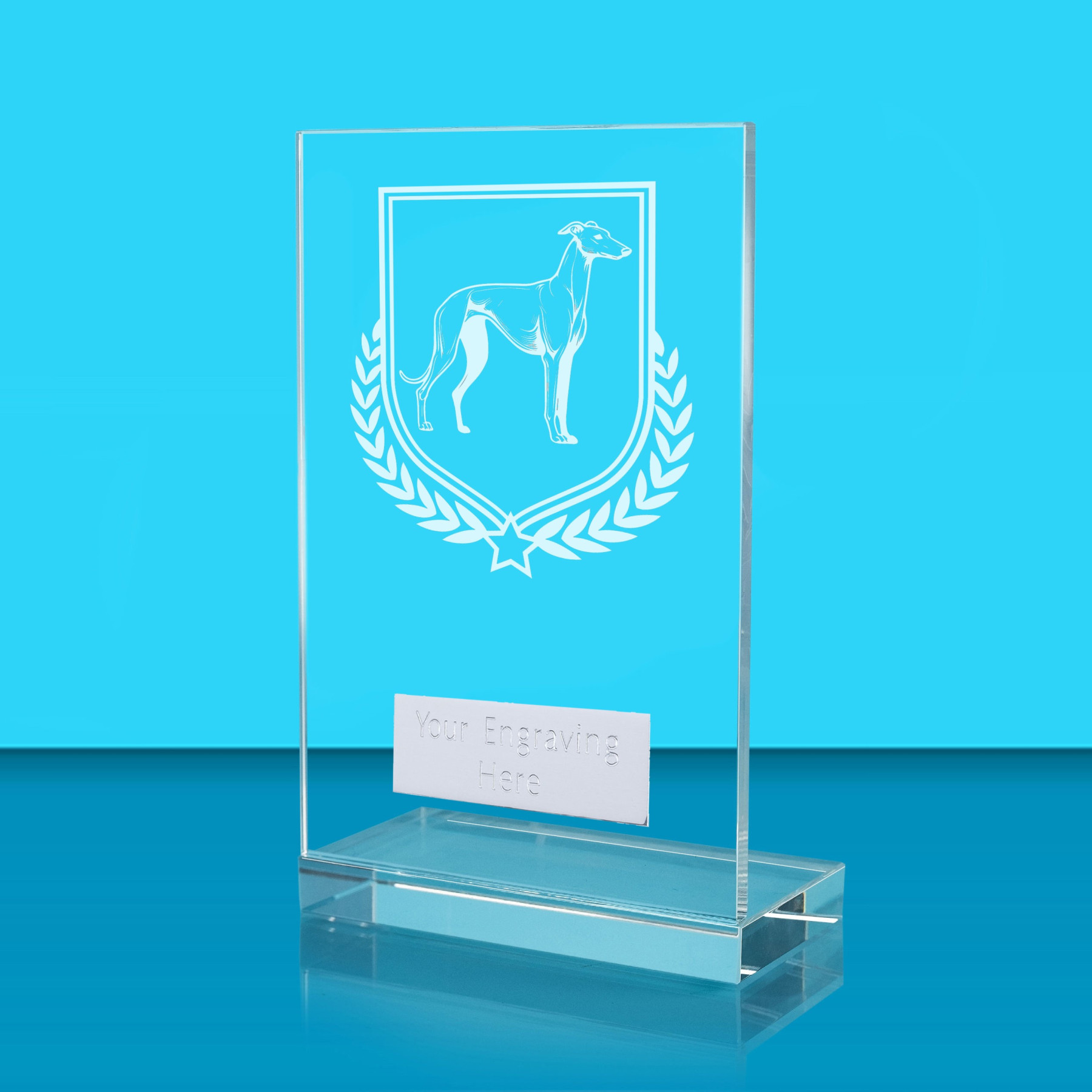 UV Colour Printed Dog L Shaped Jade Glass Award