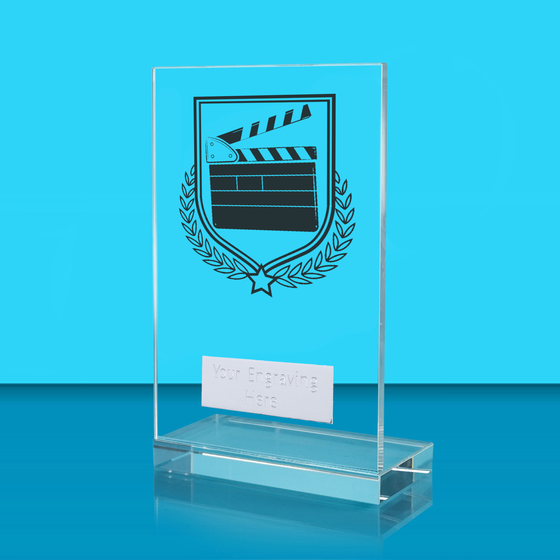 UV Colour Printed Drama L Shaped Jade Glass Award