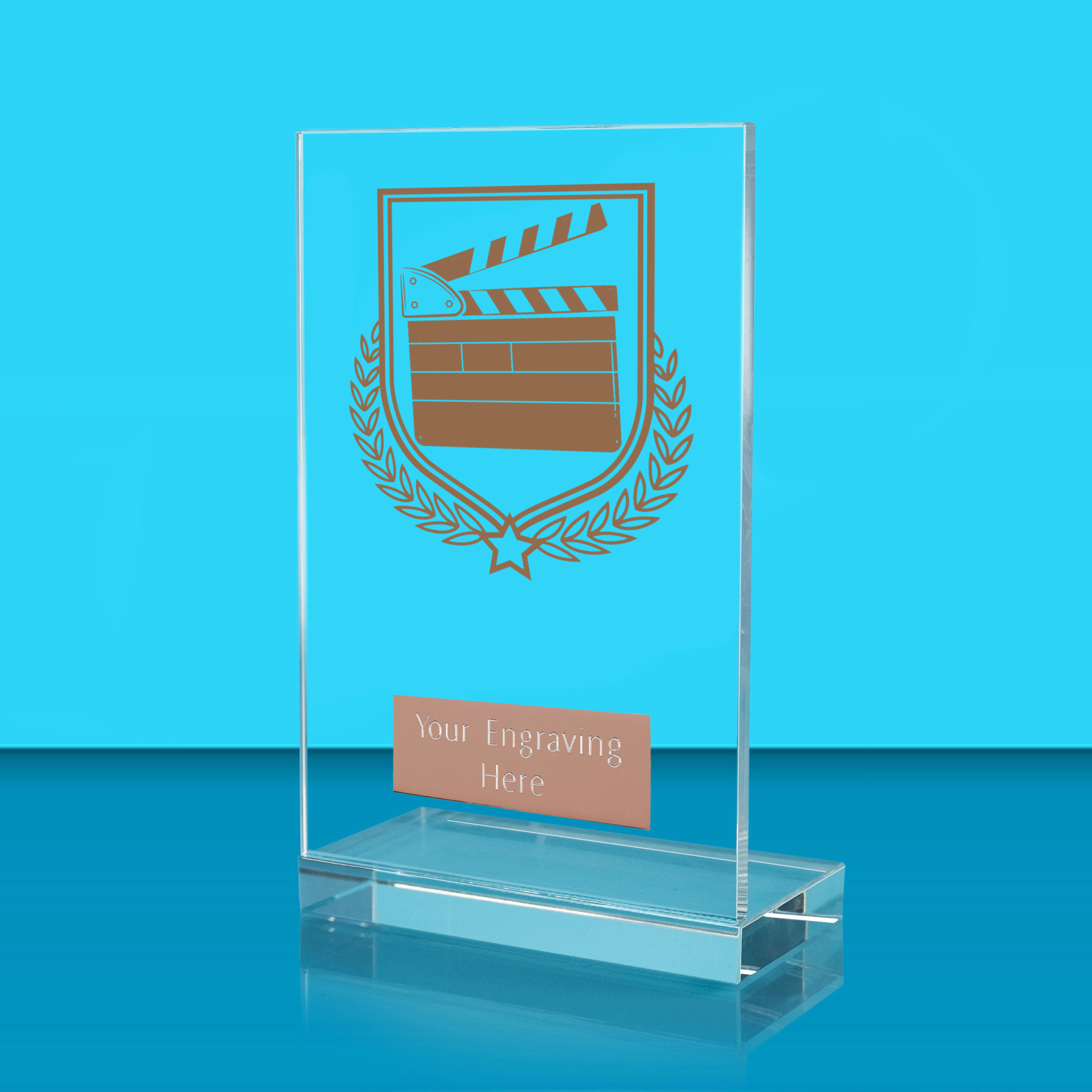 UV Colour Printed Drama L Shaped Jade Glass Award