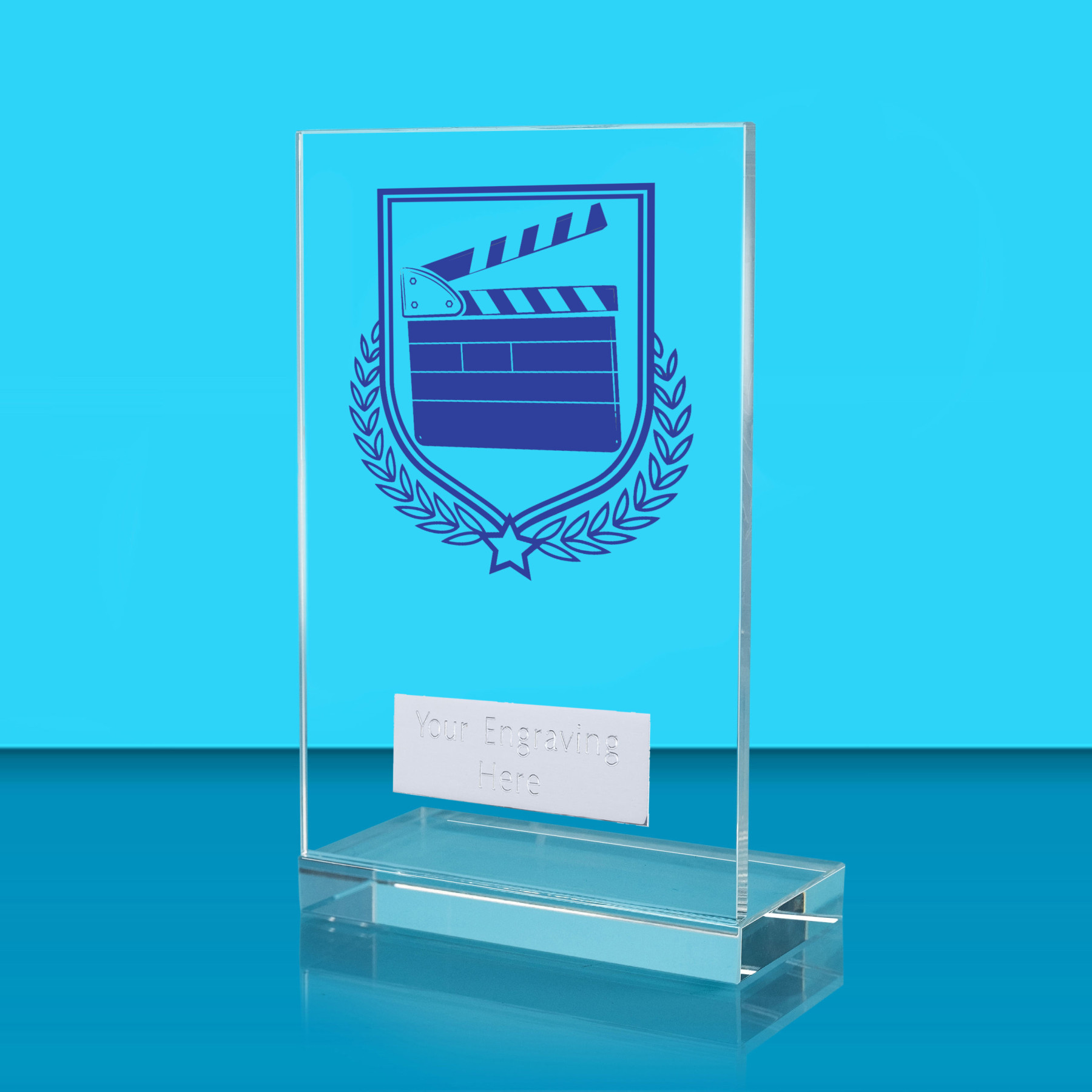 UV Colour Printed Drama L Shaped Jade Glass Award