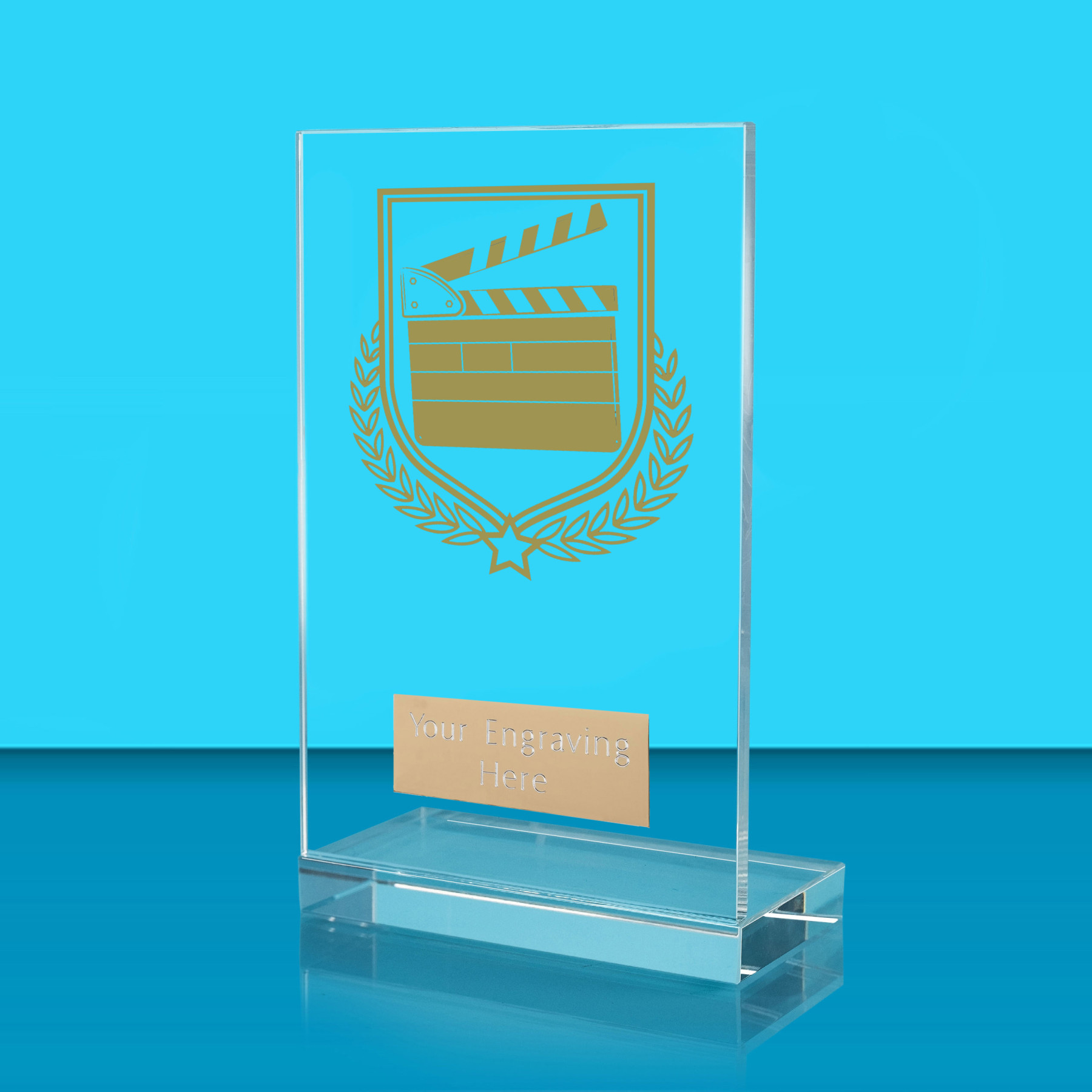 UV Colour Printed Drama L Shaped Jade Glass Award