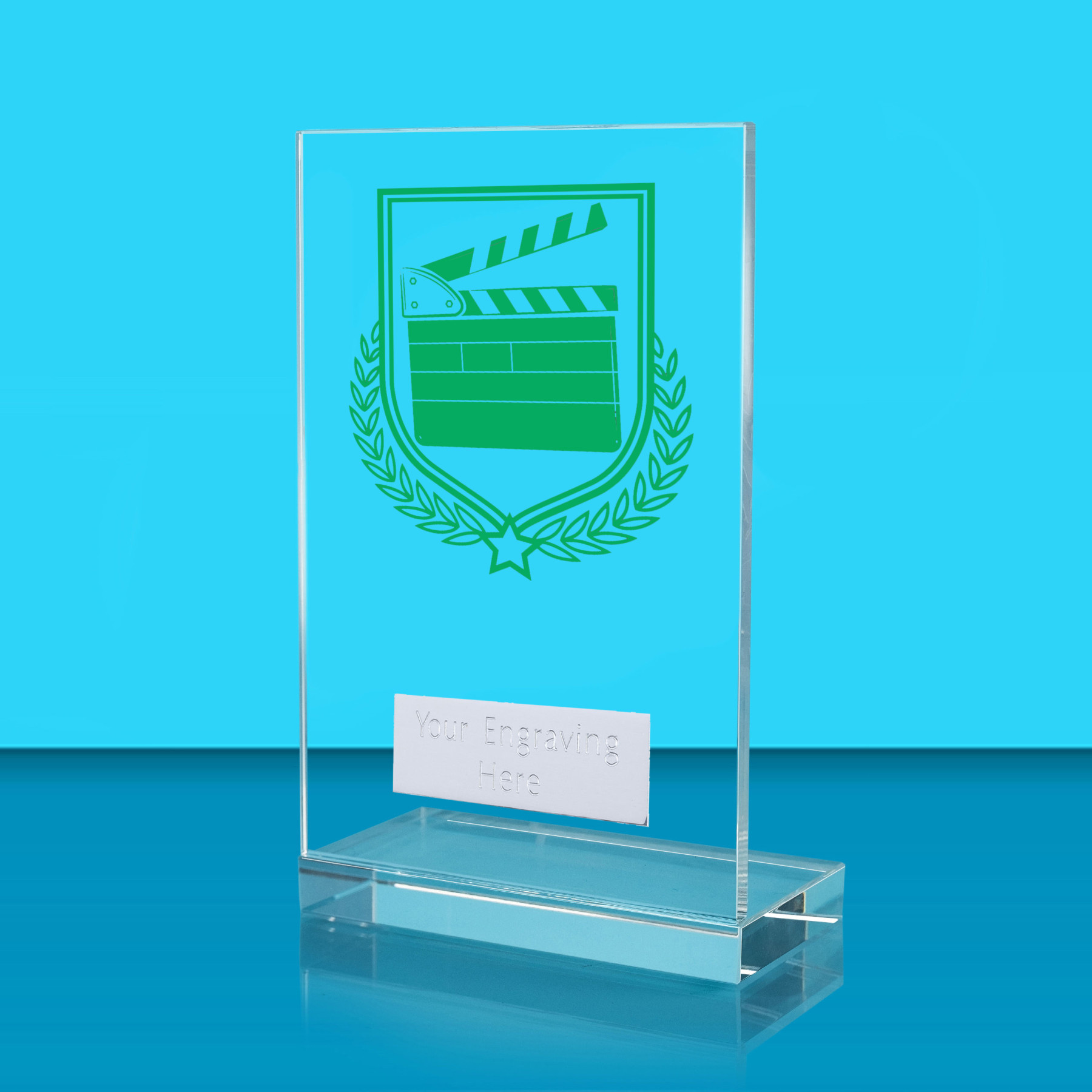 UV Colour Printed Drama L Shaped Jade Glass Award