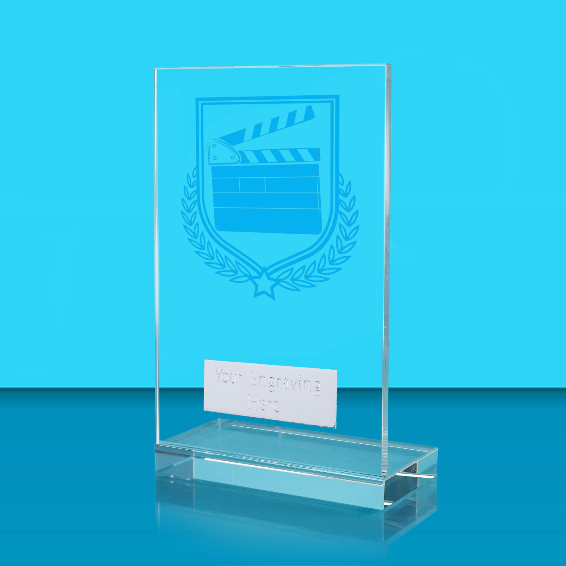 UV Colour Printed Drama L Shaped Jade Glass Award