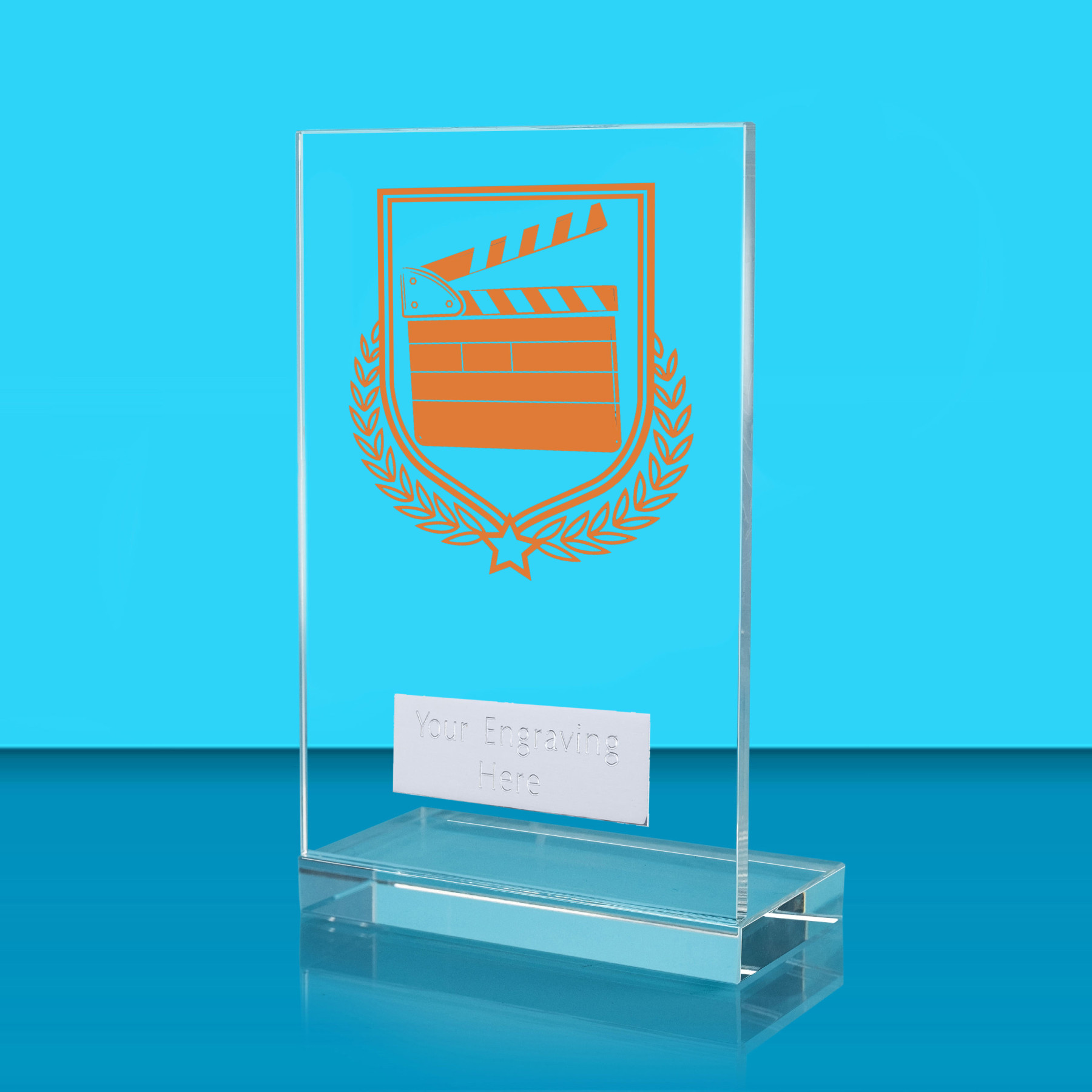 UV Colour Printed Drama L Shaped Jade Glass Award