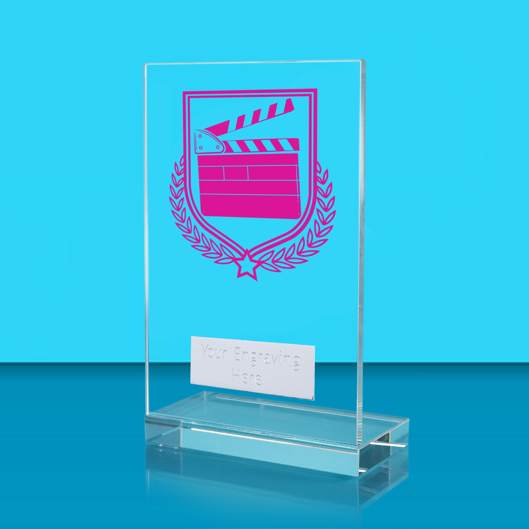 UV Colour Printed Drama L Shaped Jade Glass Award