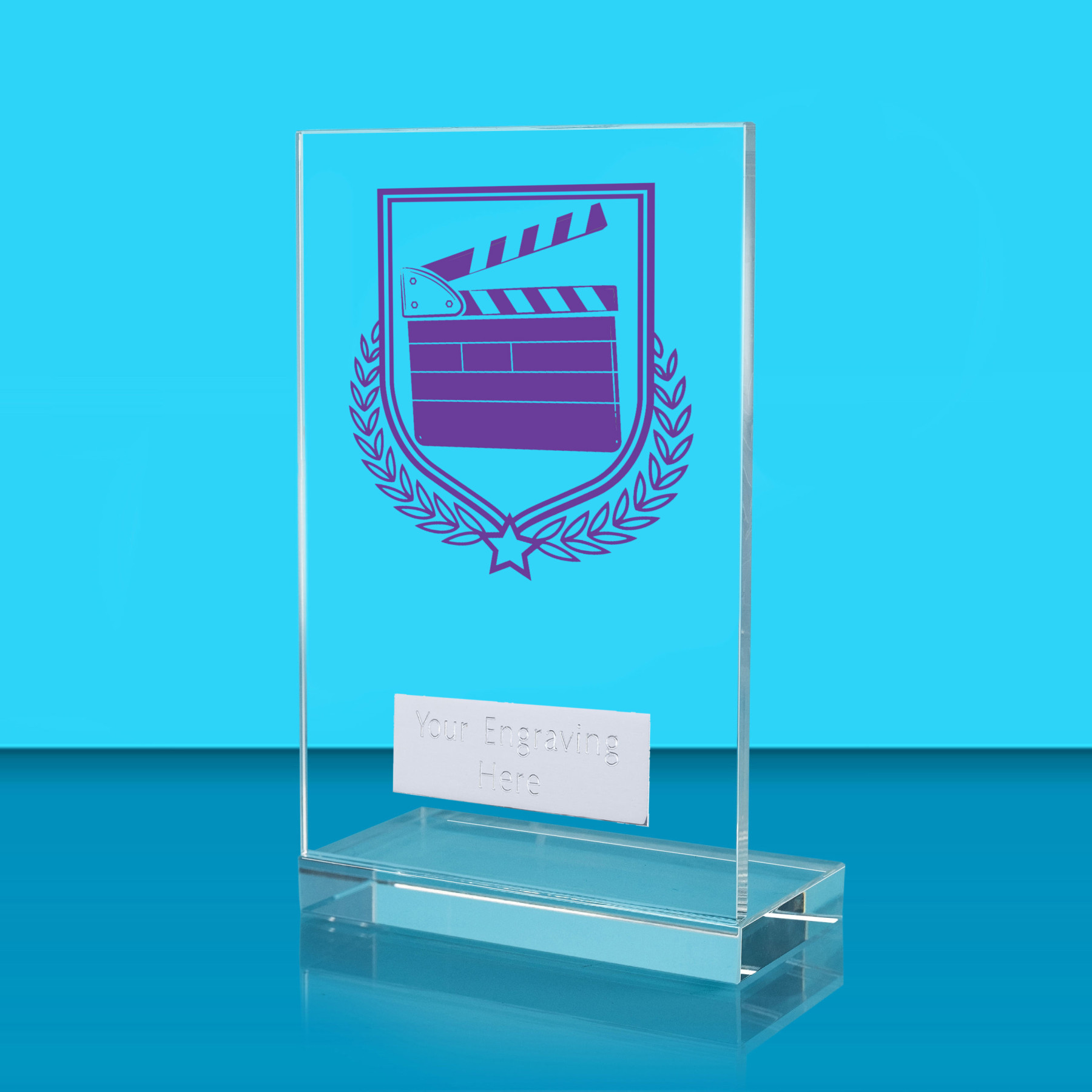 UV Colour Printed Drama L Shaped Jade Glass Award
