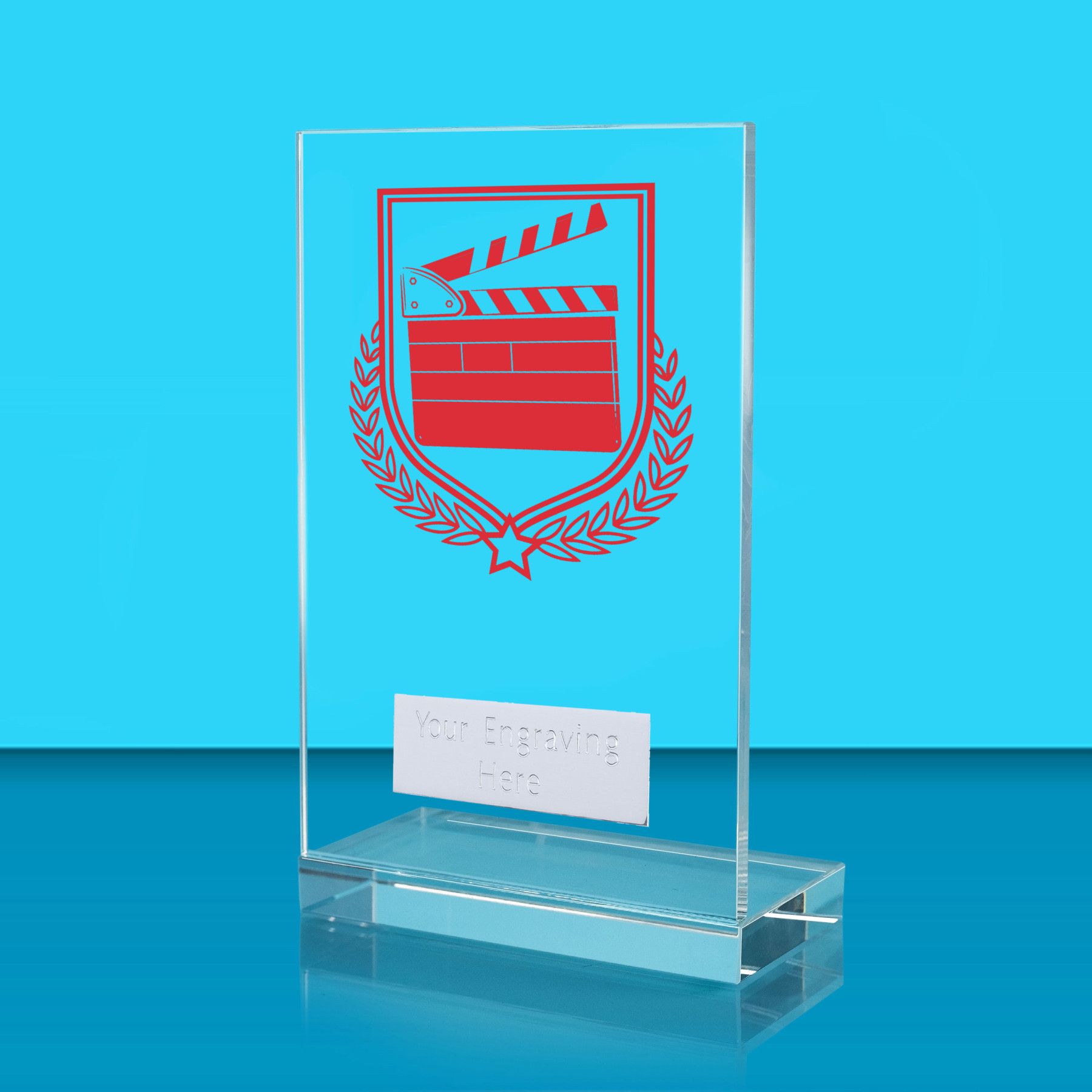 UV Colour Printed Drama L Shaped Jade Glass Award