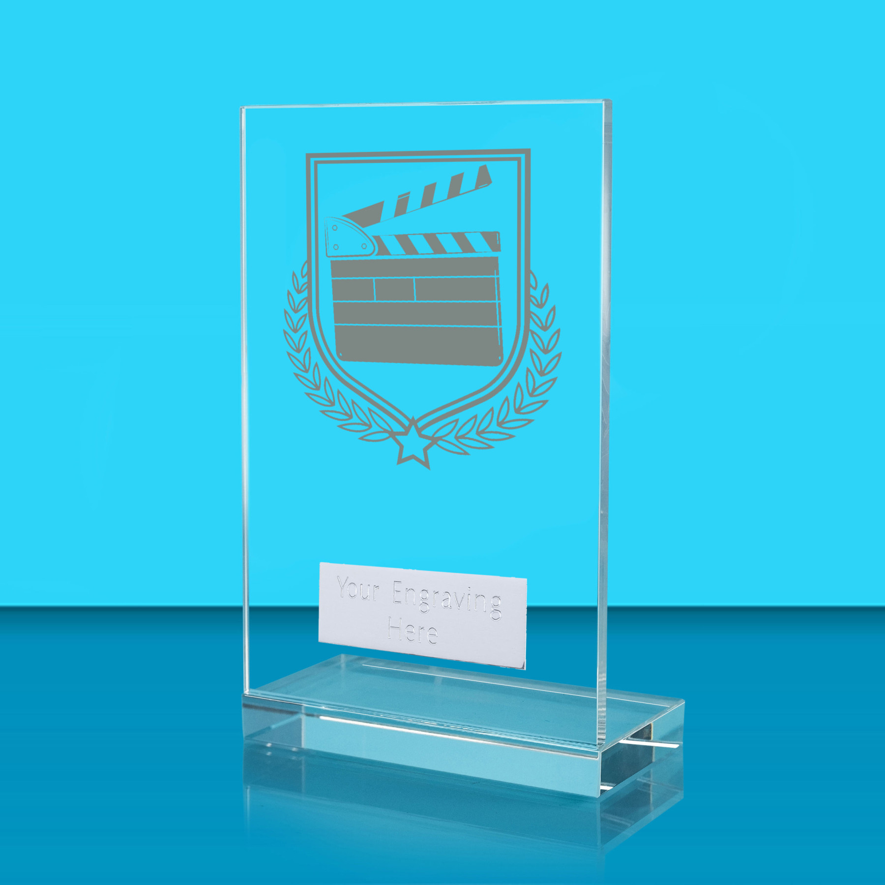 UV Colour Printed Drama L Shaped Jade Glass Award