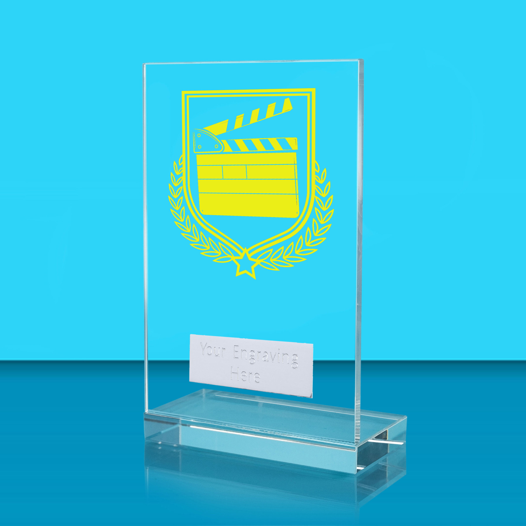 UV Colour Printed Drama L Shaped Jade Glass Award