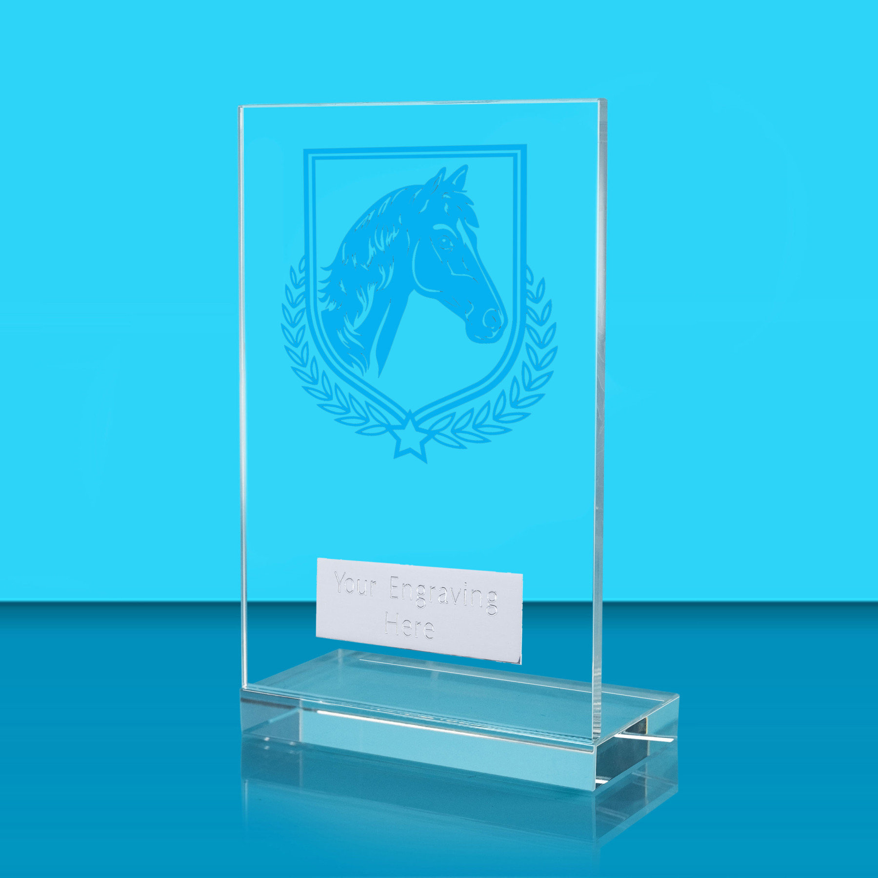 UV Colour Printed Equestrian L Shaped Jade Glass Award