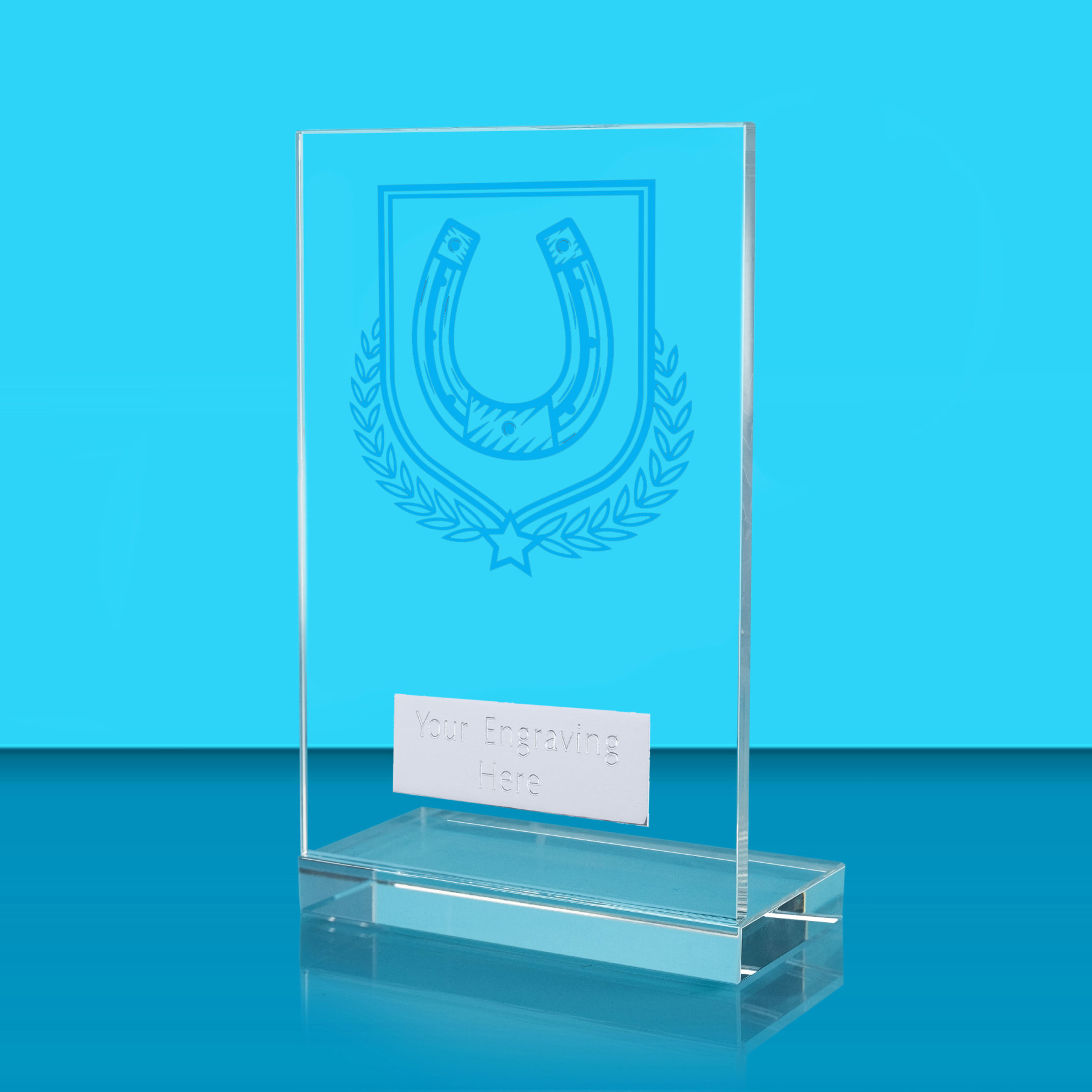 UV Colour Printed Equestrian L Shaped Jade Glass Award