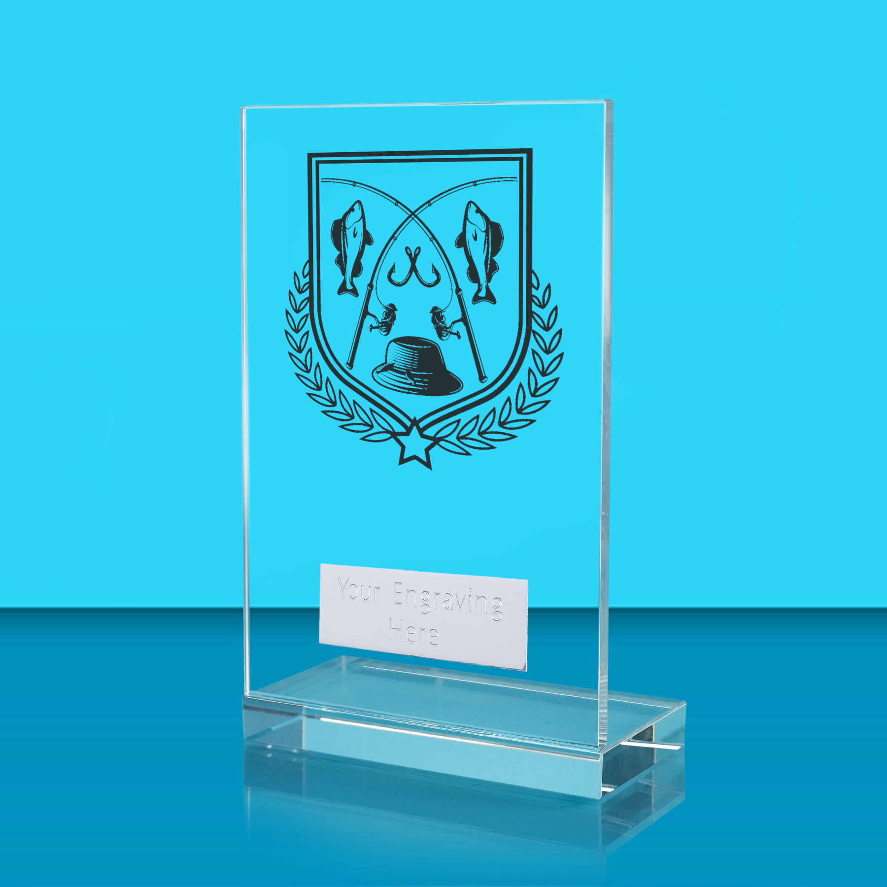 UV Colour Printed Fishing L Shaped Jade Glass Award