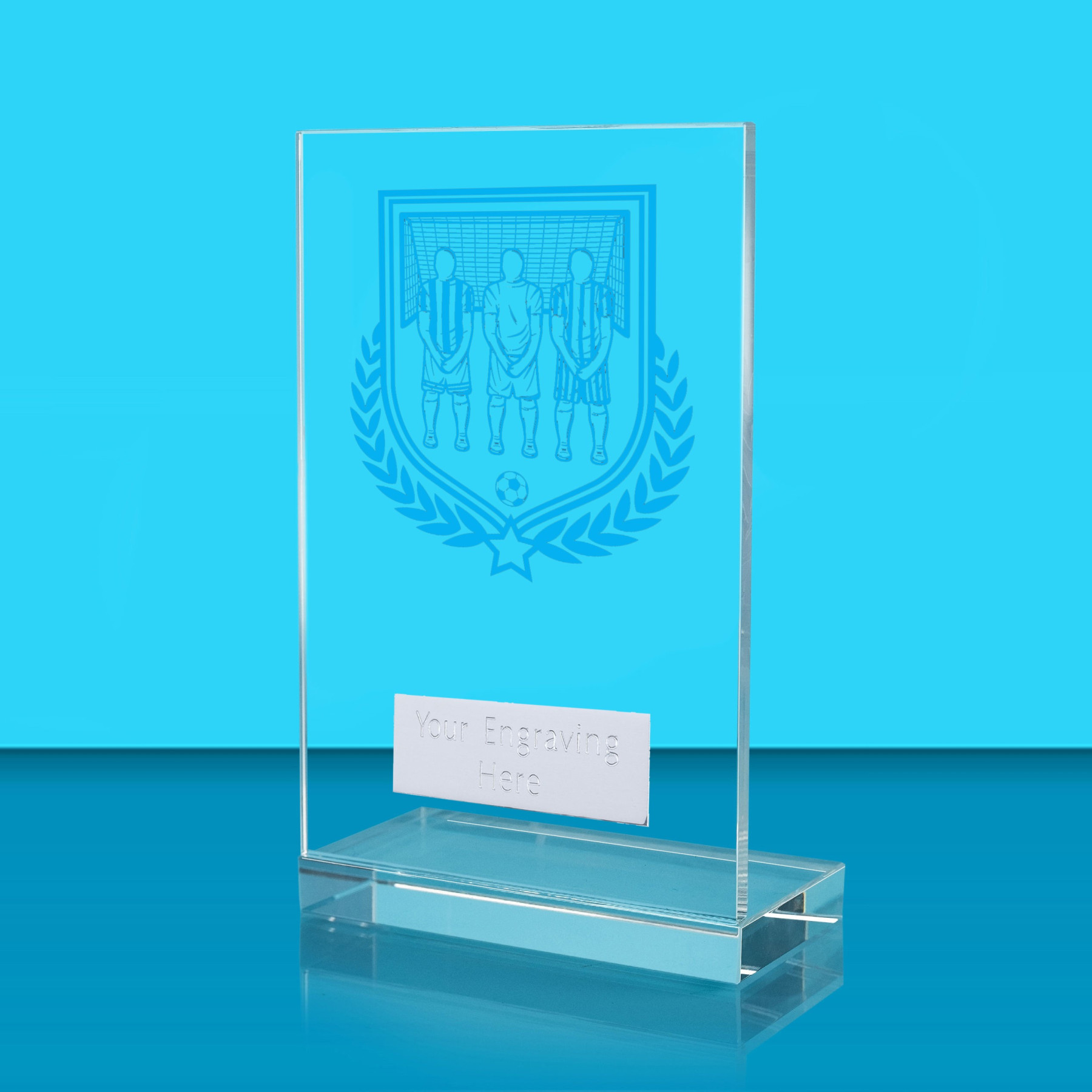 UV Colour Printed Football L Shaped Jade Glass Award