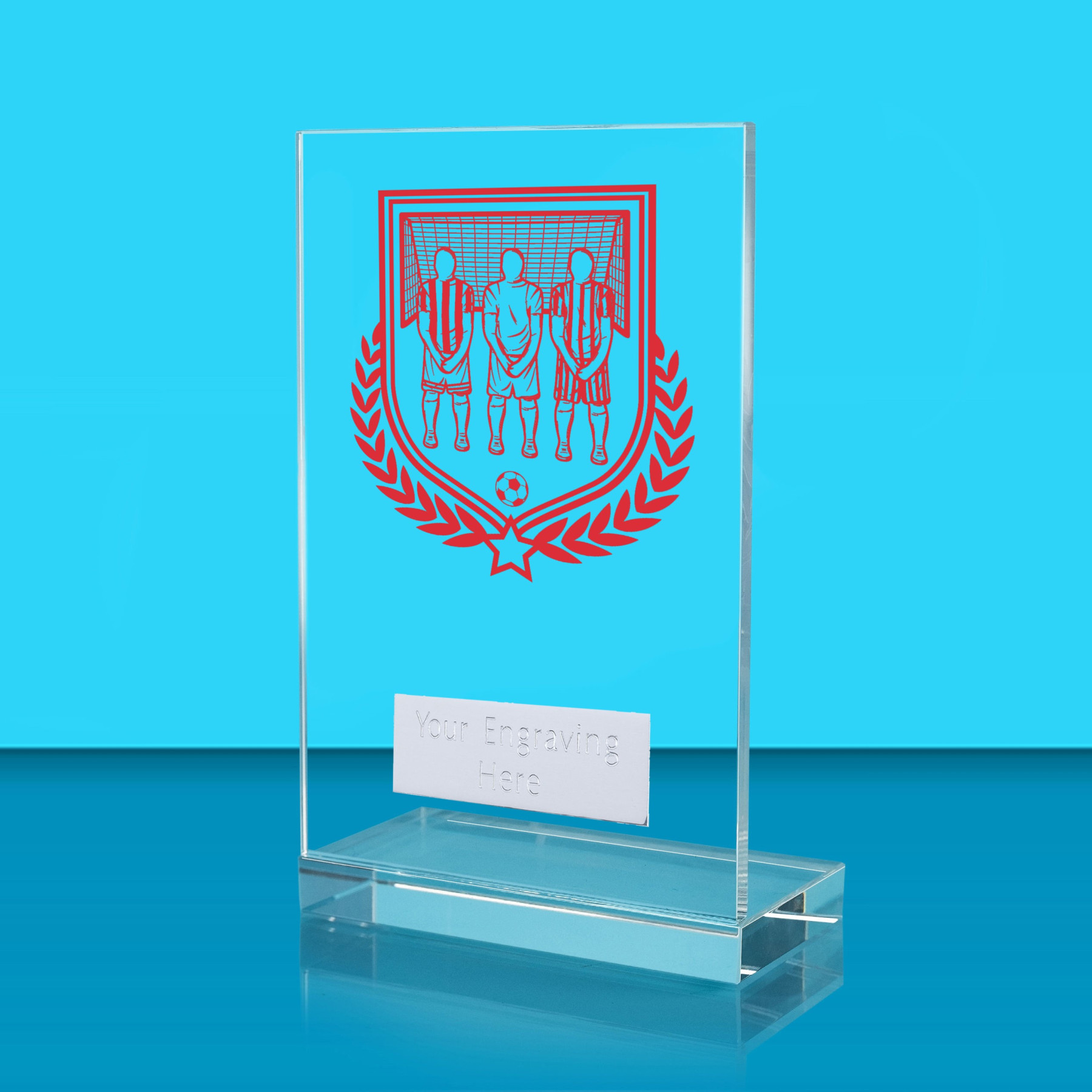 UV Colour Printed Football L Shaped Jade Glass Award