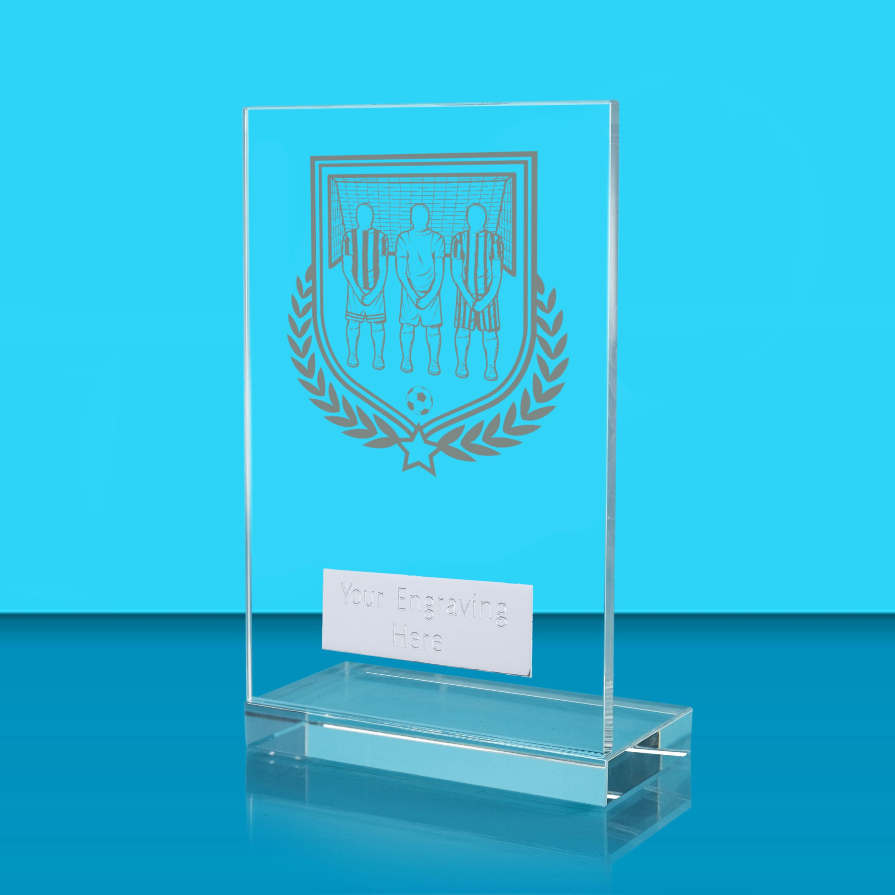 UV Colour Printed Football L Shaped Jade Glass Award