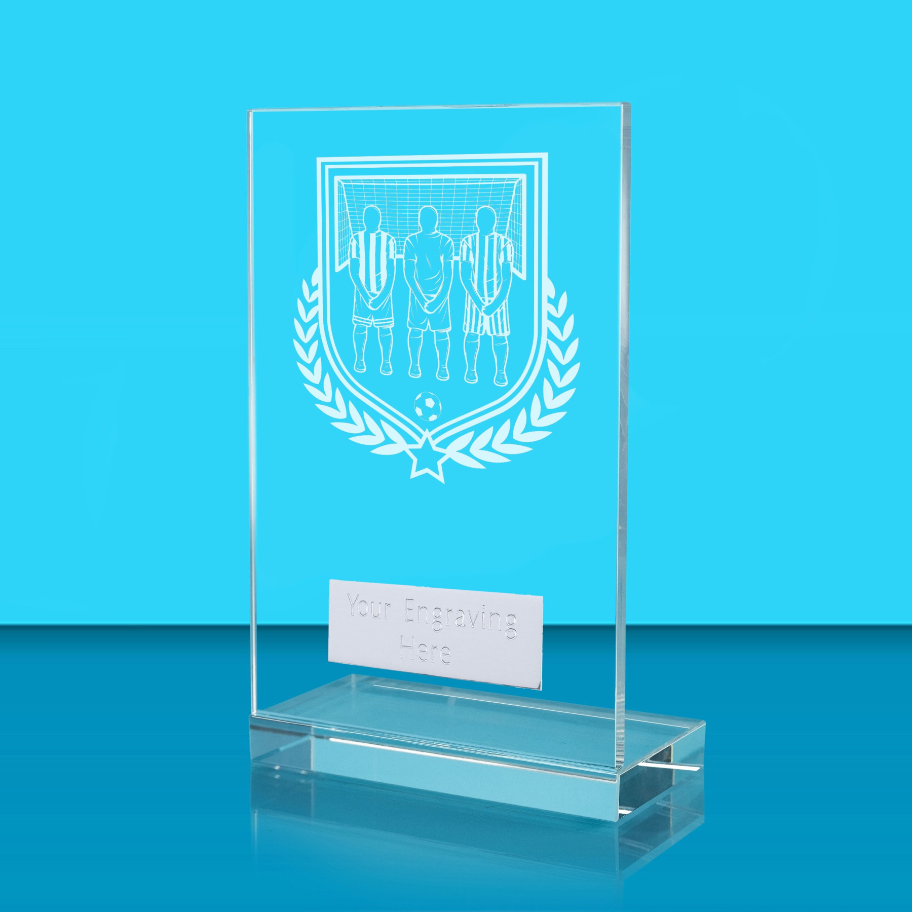 UV Colour Printed Football L Shaped Jade Glass Award