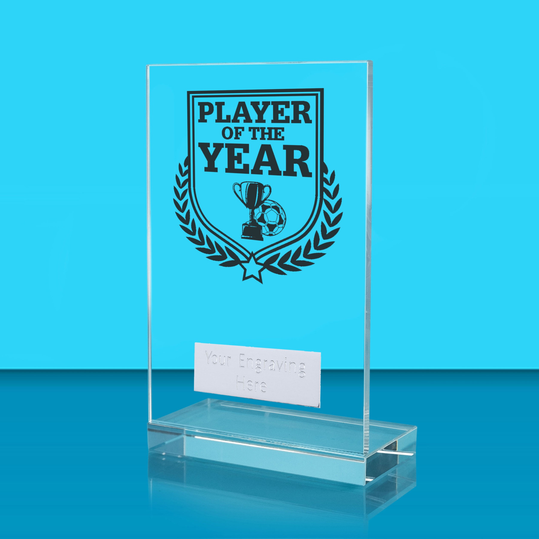 UV Colour Printed Football Player of the Year L Shaped Jade Glass Award